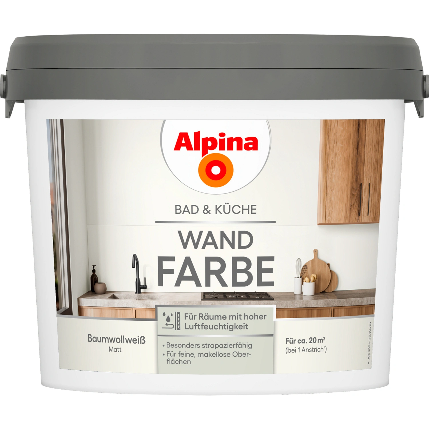 Wandfarbe »Bad & Küche«, Baumwollweiß, matt, 2,5 L