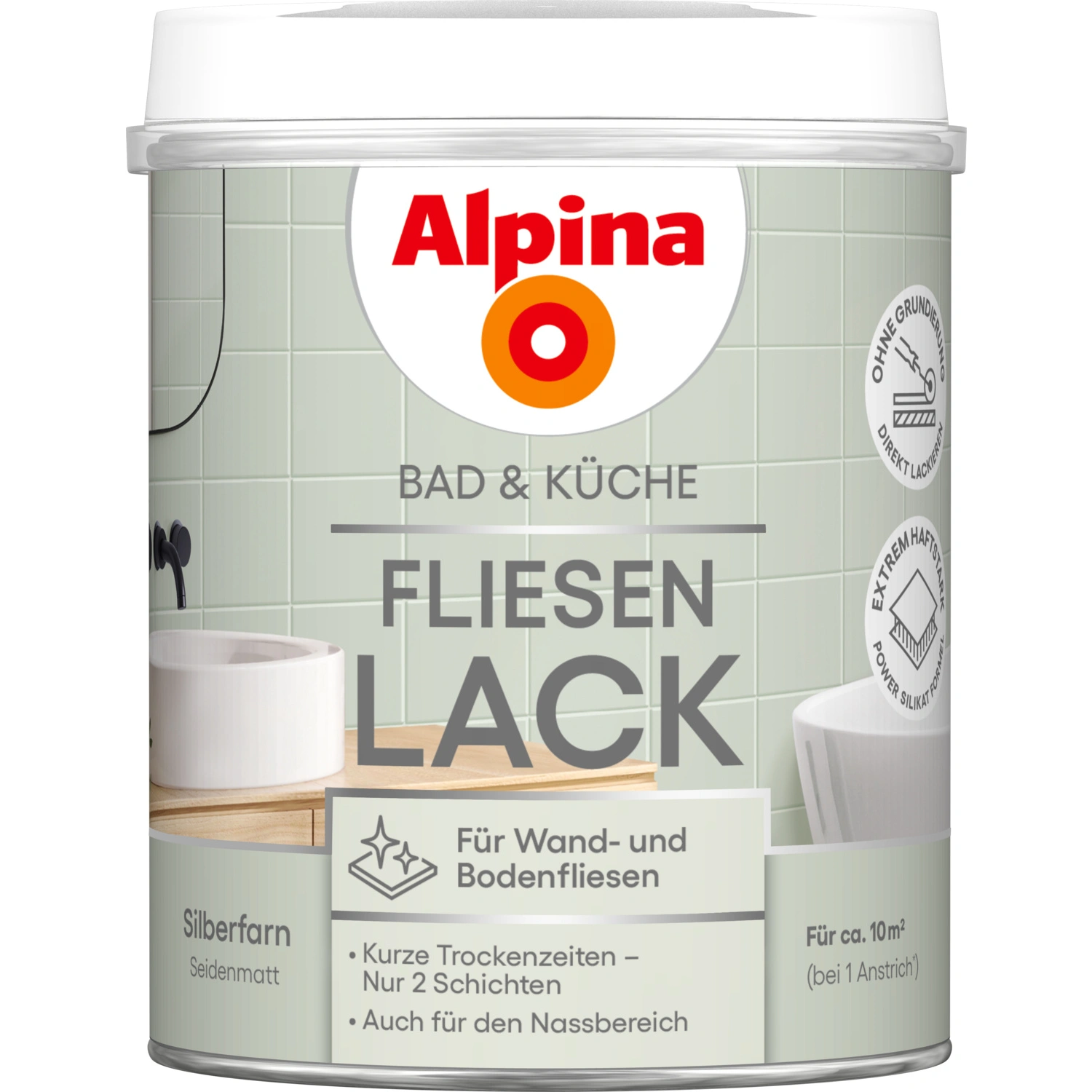 Fliesen-Lack »Bad & Küche«, Silberfarn, seidenmatt, 750 ml