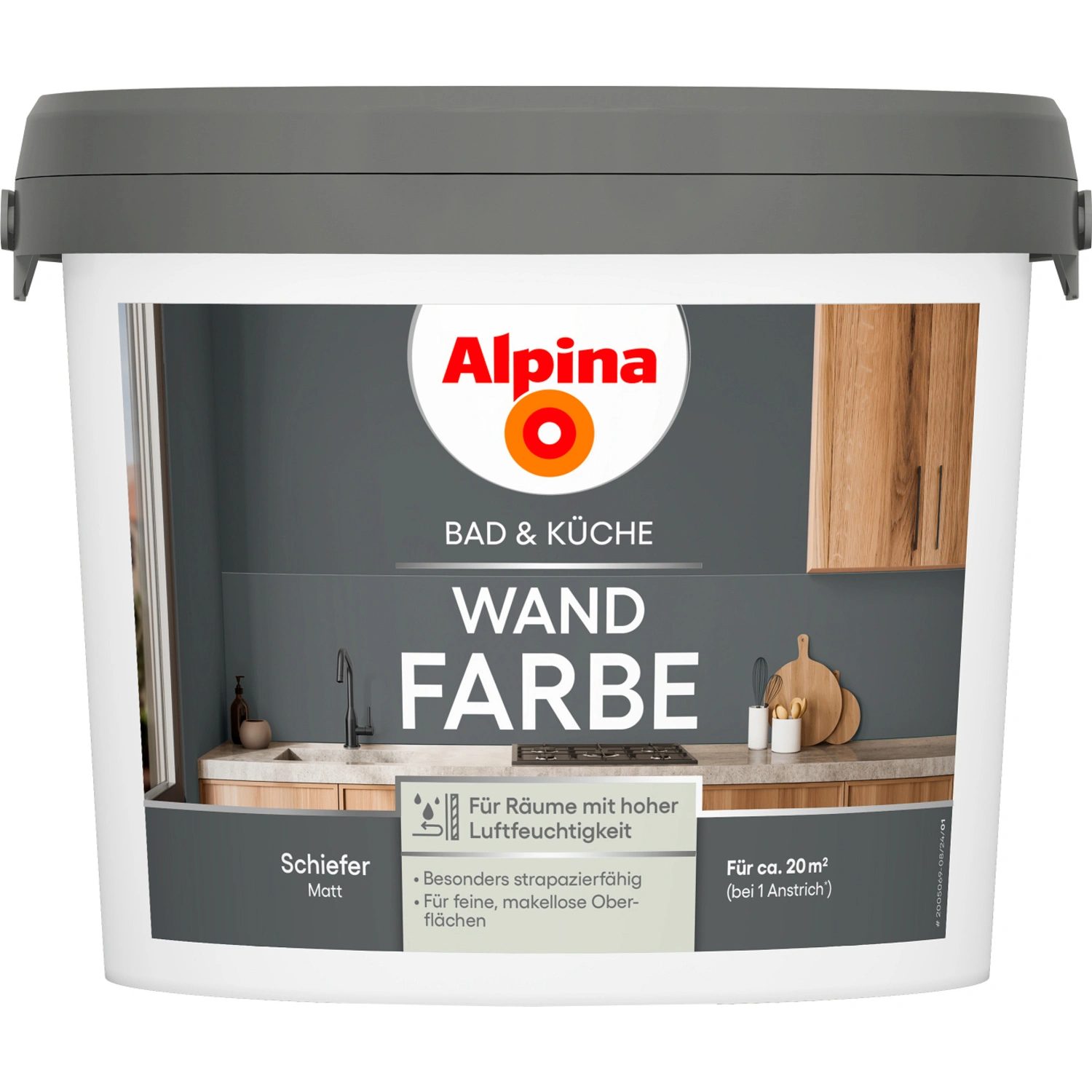 Wandfarbe »Bad & Küche«, Schiefer, matt, 2,5 L