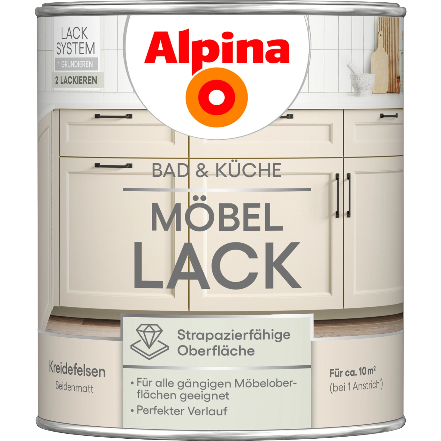 Möbel-Lack »Bad & Küche«, Kreidefelsen, seidenmatt, 750 ml