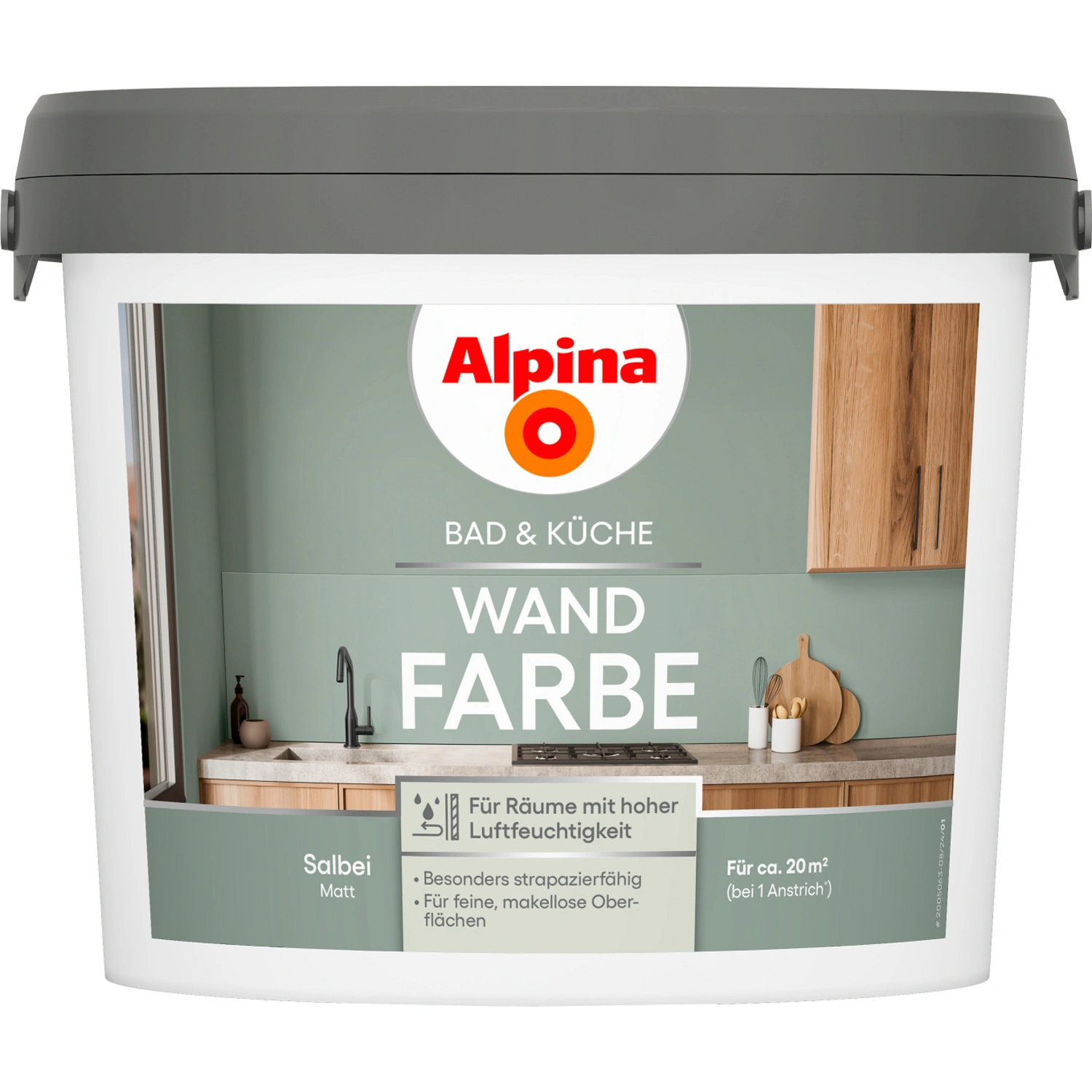 Wandfarbe »Bad & Küche«, Salbei, matt, 2,5 L