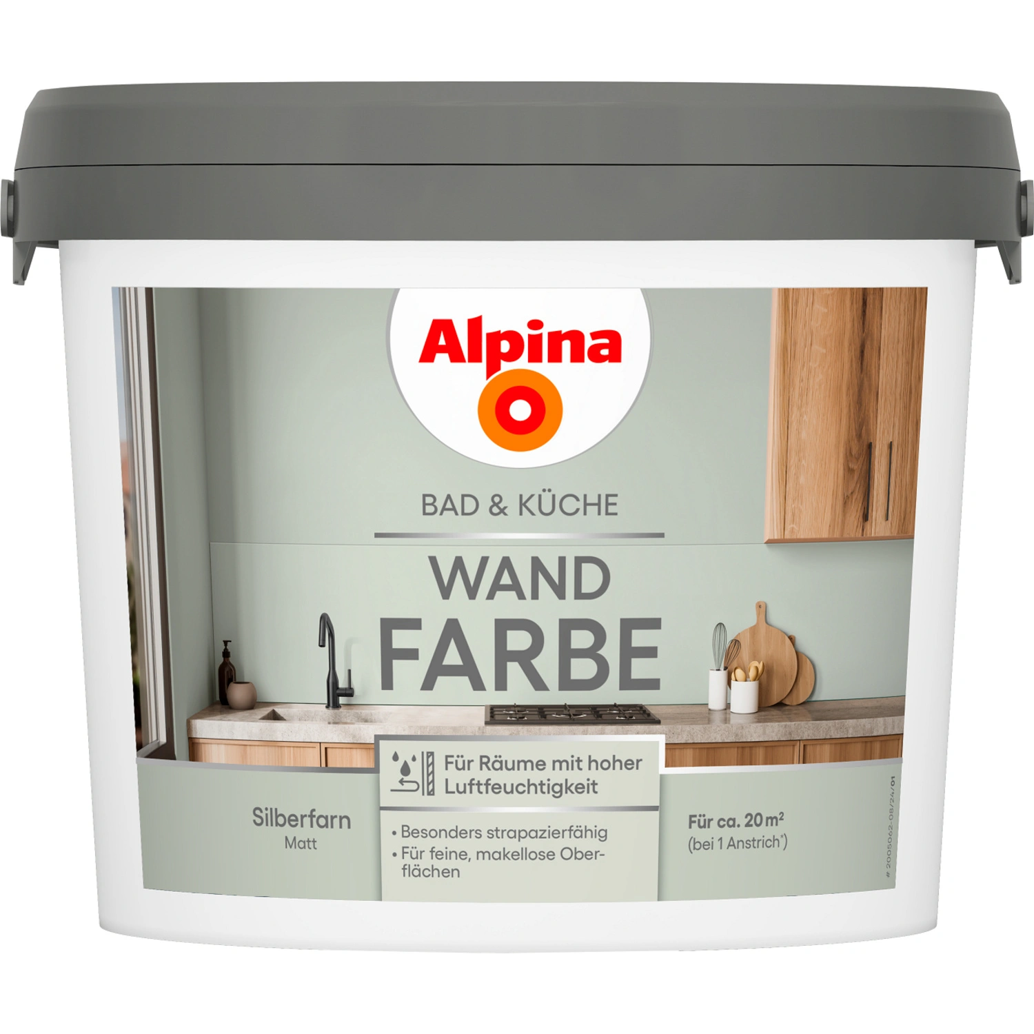 Wandfarbe »Bad & Küche«, Silberfarn, matt, 2,5 L