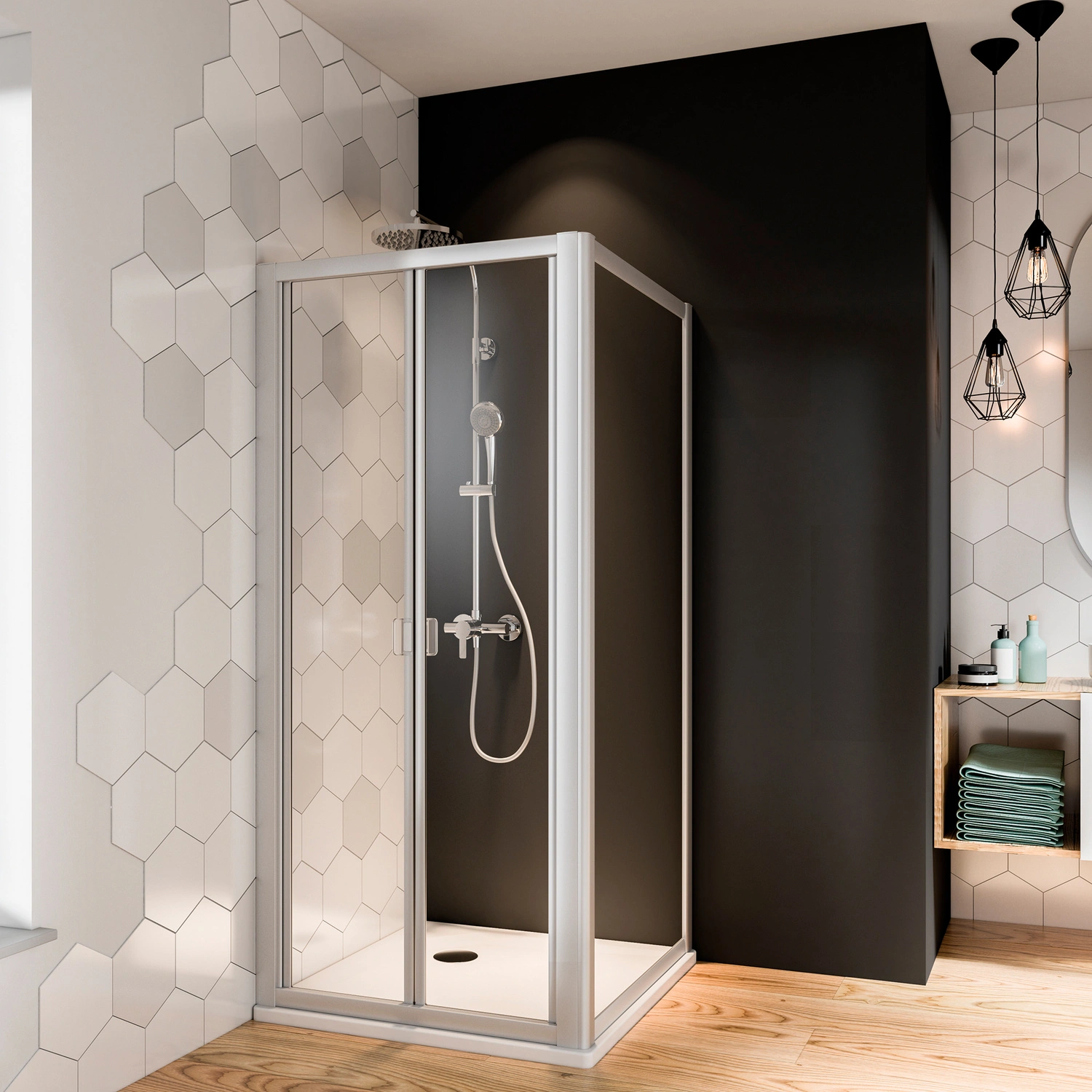 Seitenwand »Fara 4«, BxH: 900 x 1850 mm, Klarglas, weiß
