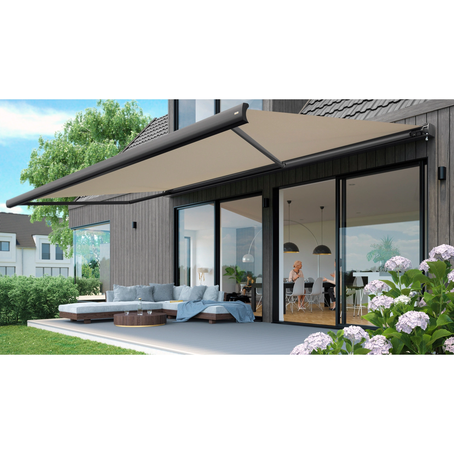 Vollkassettenmarkise, BxL: 350 x 250 cm, beige-anthrazit