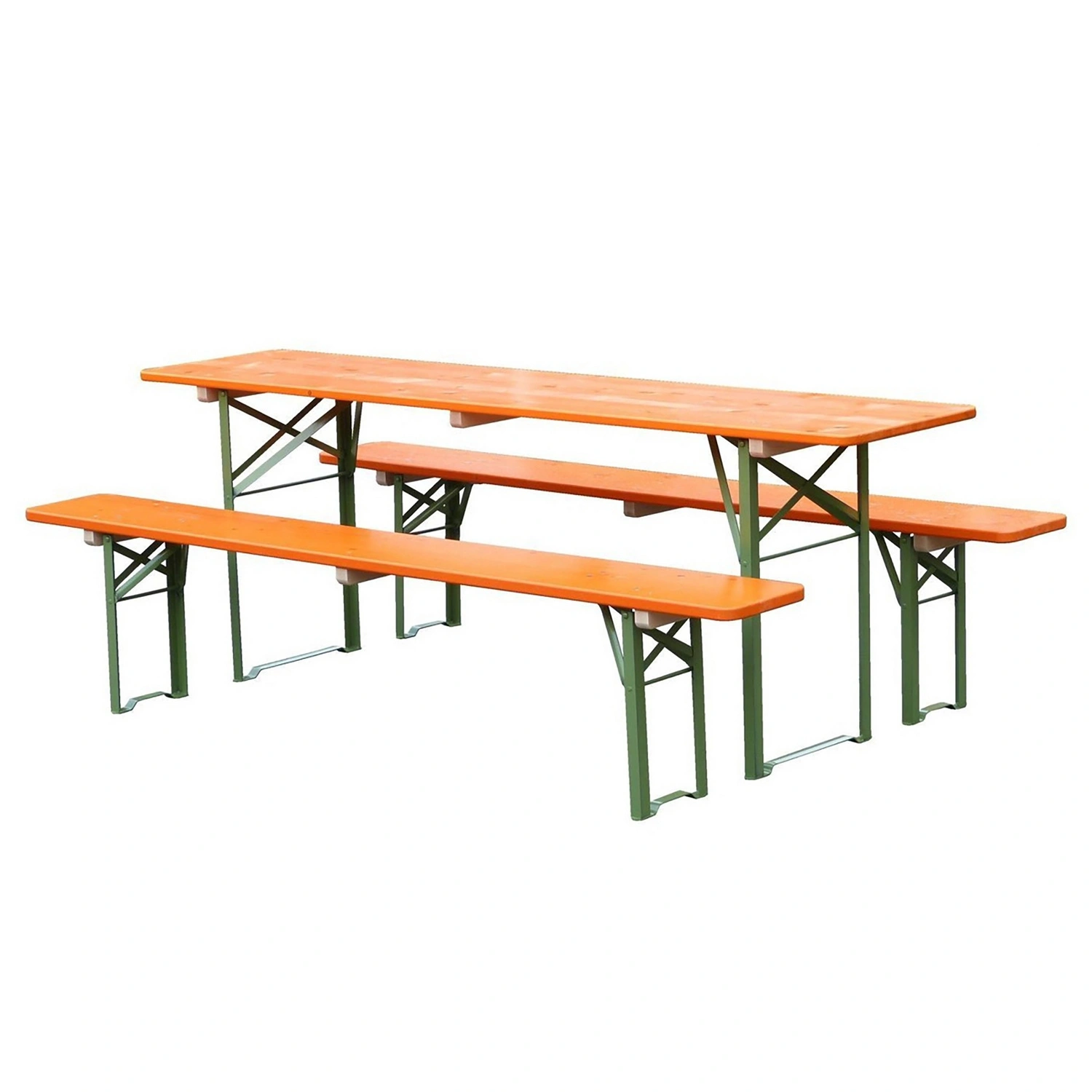Festzeltgarnitur, Brauerei-Qualität, 3-teilig, 1 Tisch (70 x 220 cm) + 2 Bänke, Fichtenholz