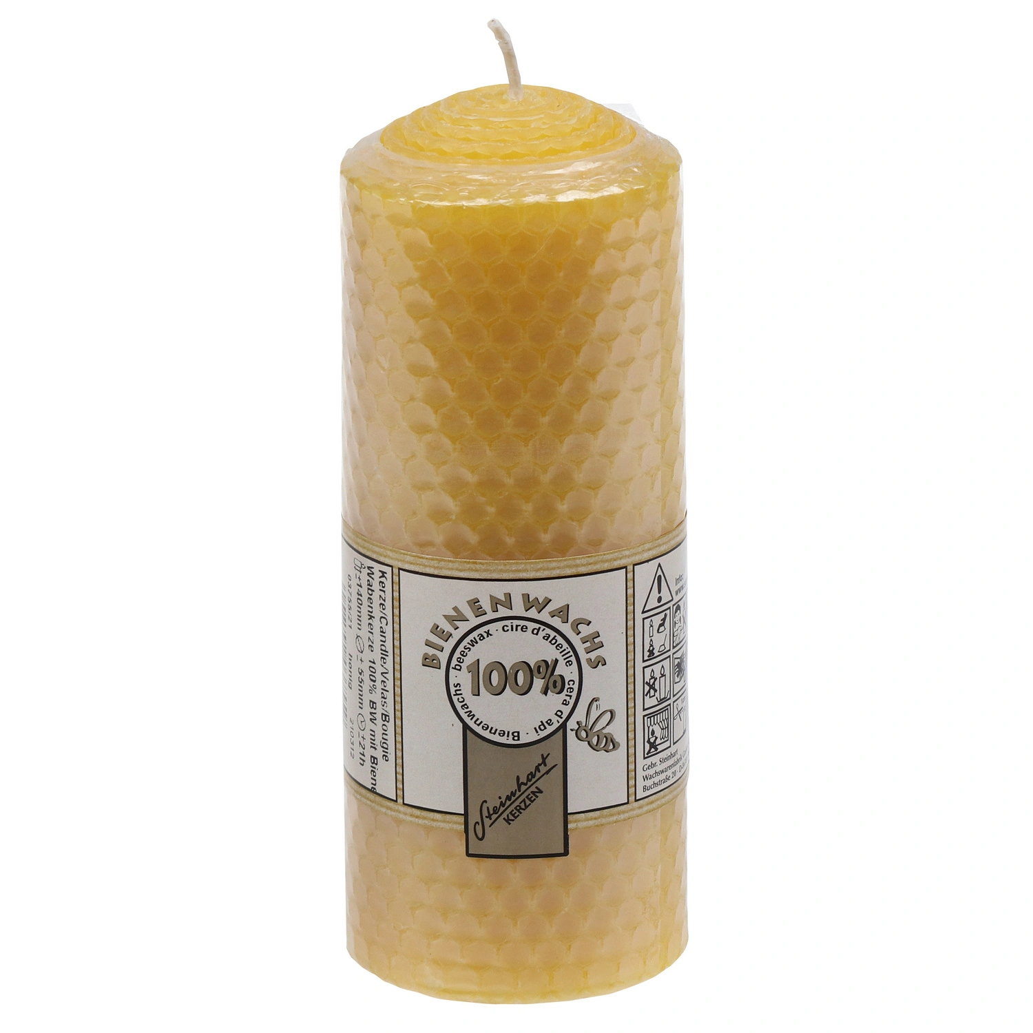 Kerze, Bienenwachs, HxB: 140×55 mm, honigfarben