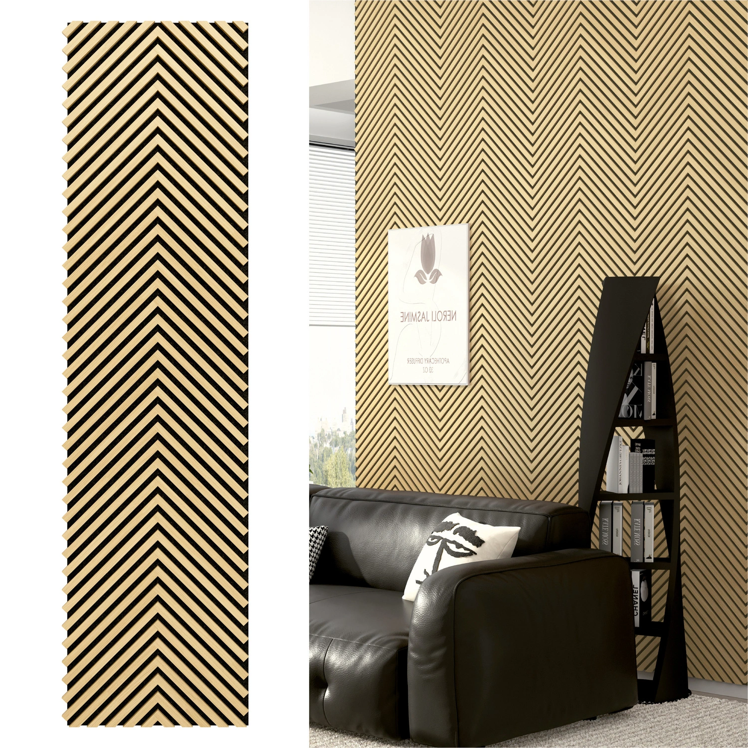 Akustikpaneel »Herringbone«, BxL: 52 x 275 cm, Eiche, Echtholzfurnier
