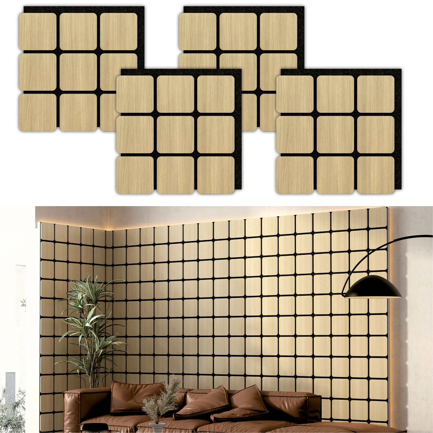 Akustikpaneel »Quadrum«, BxL: 58,5 x 240 cm, Eiche, Echtholzfurnier
