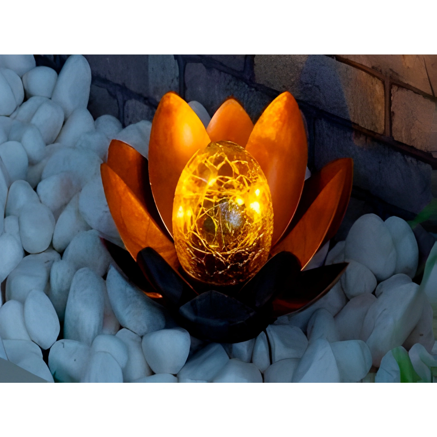 Solarleuchte, Metall/Glas/Kunststoff, orange/Kupfer/silber