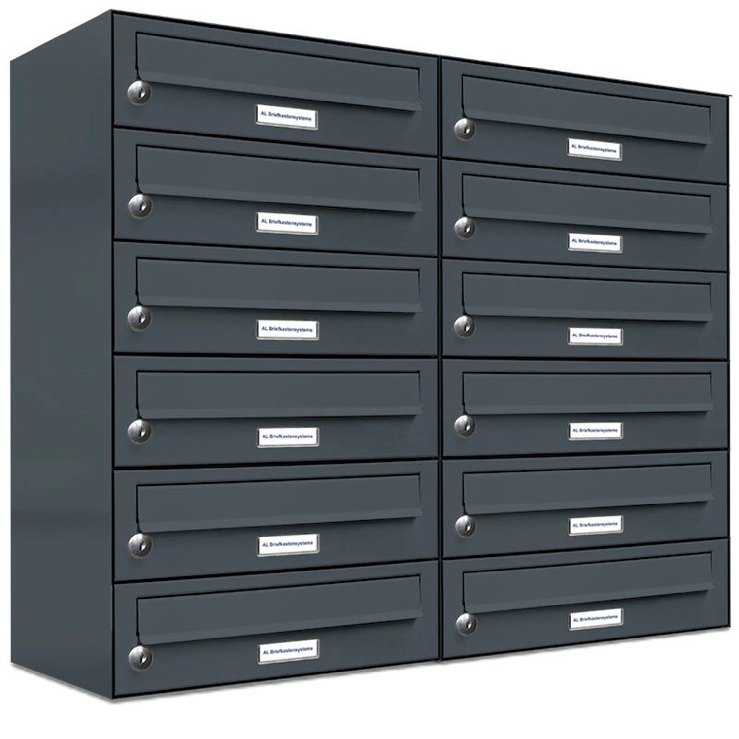 Briefkasten, Parteien: 12, Aufputzmontage, BxHxT: 153,434 x 69,0 x 27,5 cm
