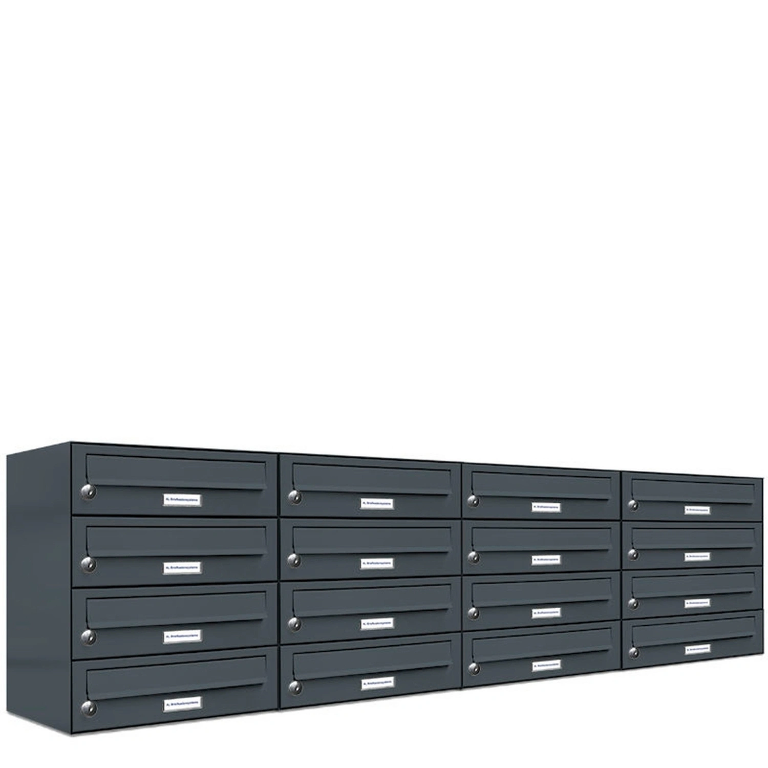 Briefkasten, Parteien: 16, Aufputzmontage, BxHxT: 153,222 x 46,0 x 27,5 cm