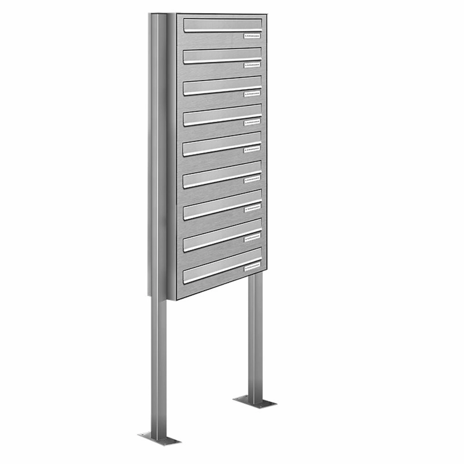 Briefkasten, Parteien: 9, Zaundurchwurf, BxHxT: 46,5 x 170 x 27,5 cm