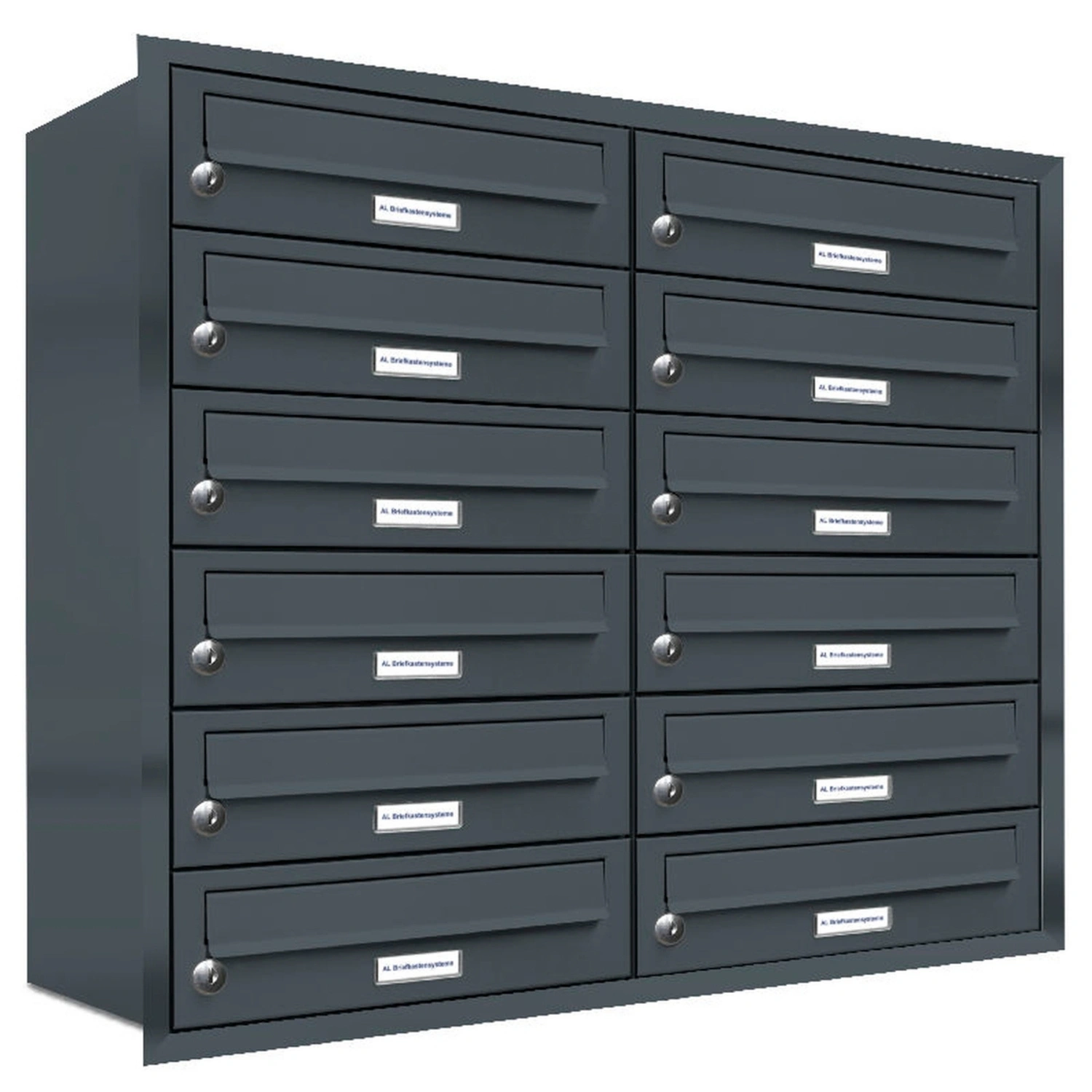 Briefkasten, Parteien: 12, Unterputzmontage, BxHxT: 80,6 x 73 x 27,5 cm