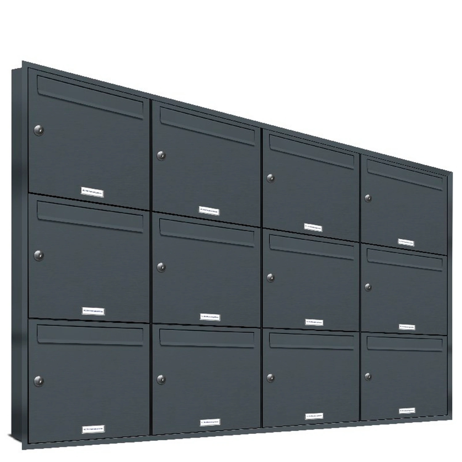 Briefkasten, Parteien: 12, Unterputzmontage, BxHxT: 153,429 x 106,6 x 11,6 cm