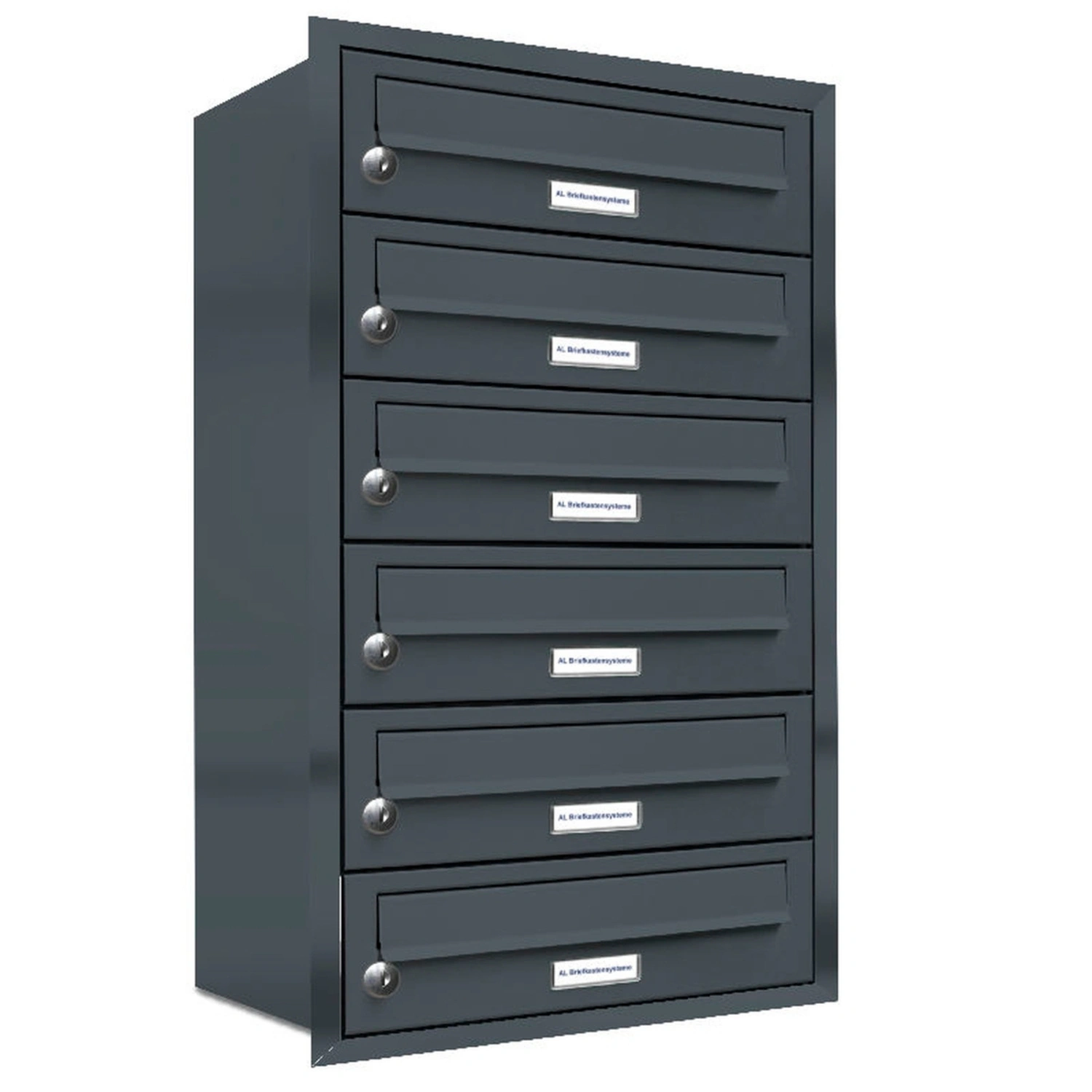 Briefkasten, Parteien: 6, Unterputzmontage, BxHxT: 153,158 x 73,0 x 27,5 cm