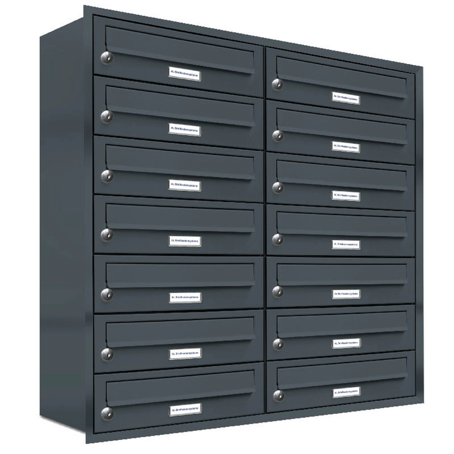 Briefkasten, Parteien: 14, Unterputzmontage, BxHxT: 153,39 x 84,5 x 27,5 cm