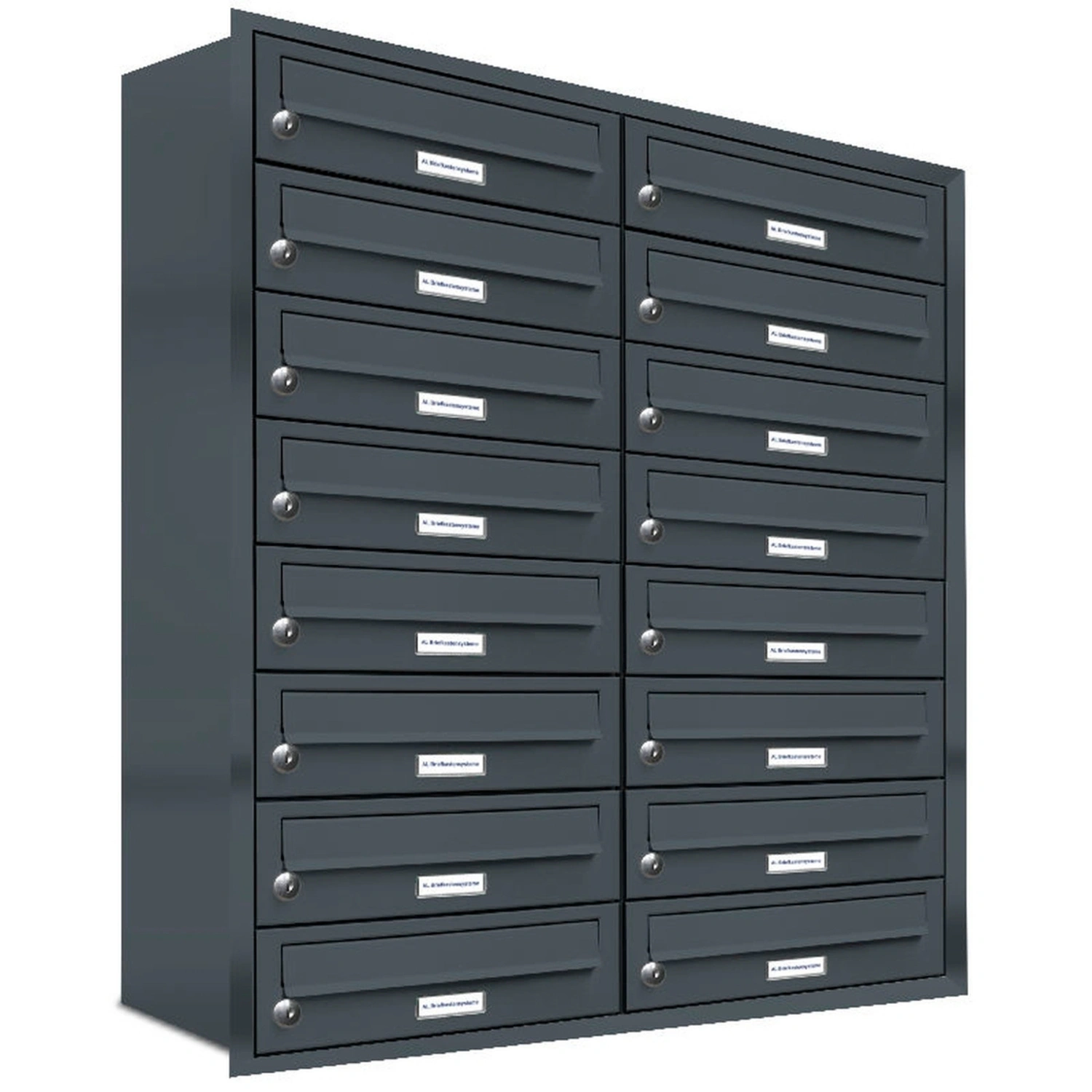Briefkasten, Parteien: 16, Unterputzmontage, BxHxT: 153,55 x 96,0 x 27,5 cm