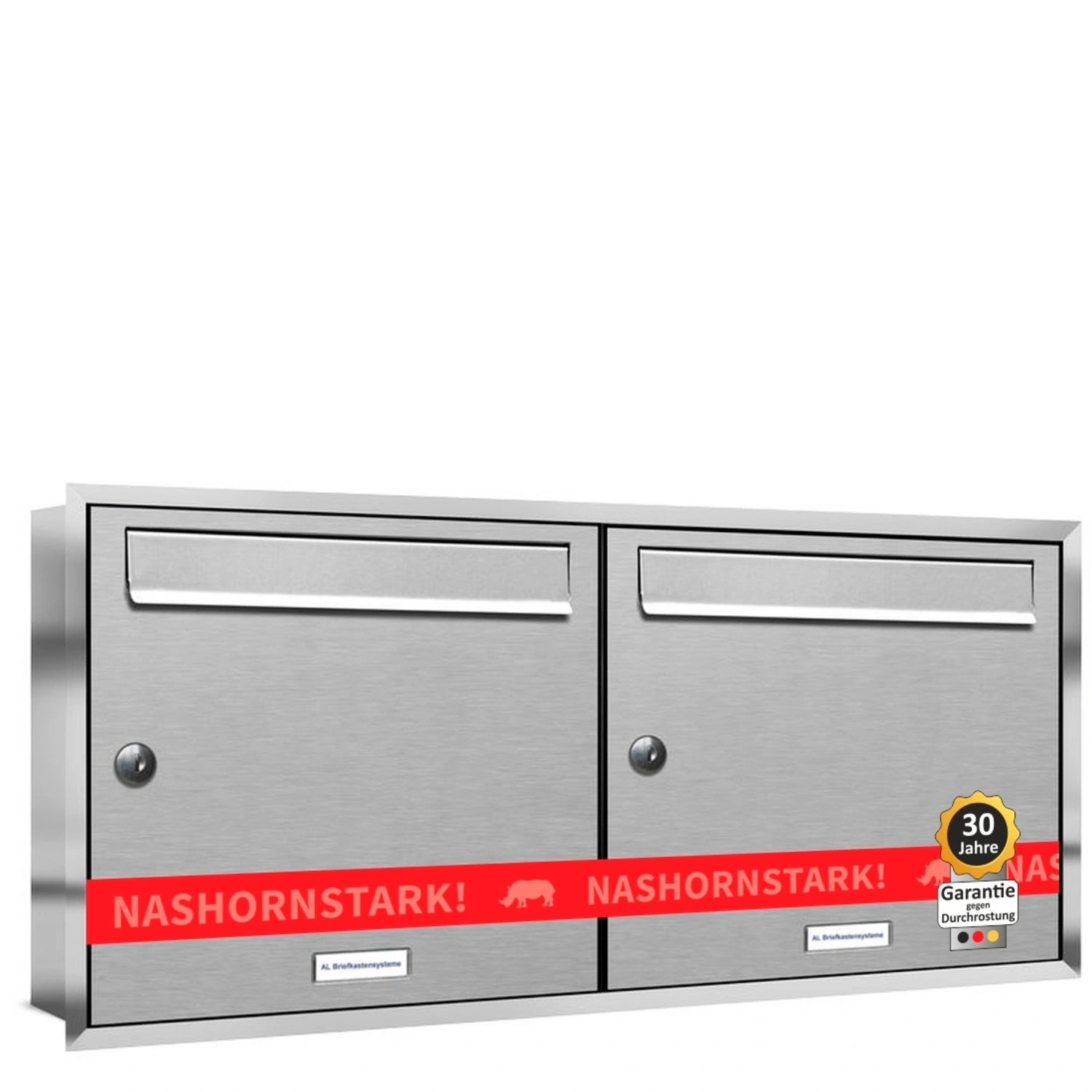 Briefkasten, Parteien: 2, Unterputzmontage, BxHxT: 80,6 x 38,5 x 11,6 cm