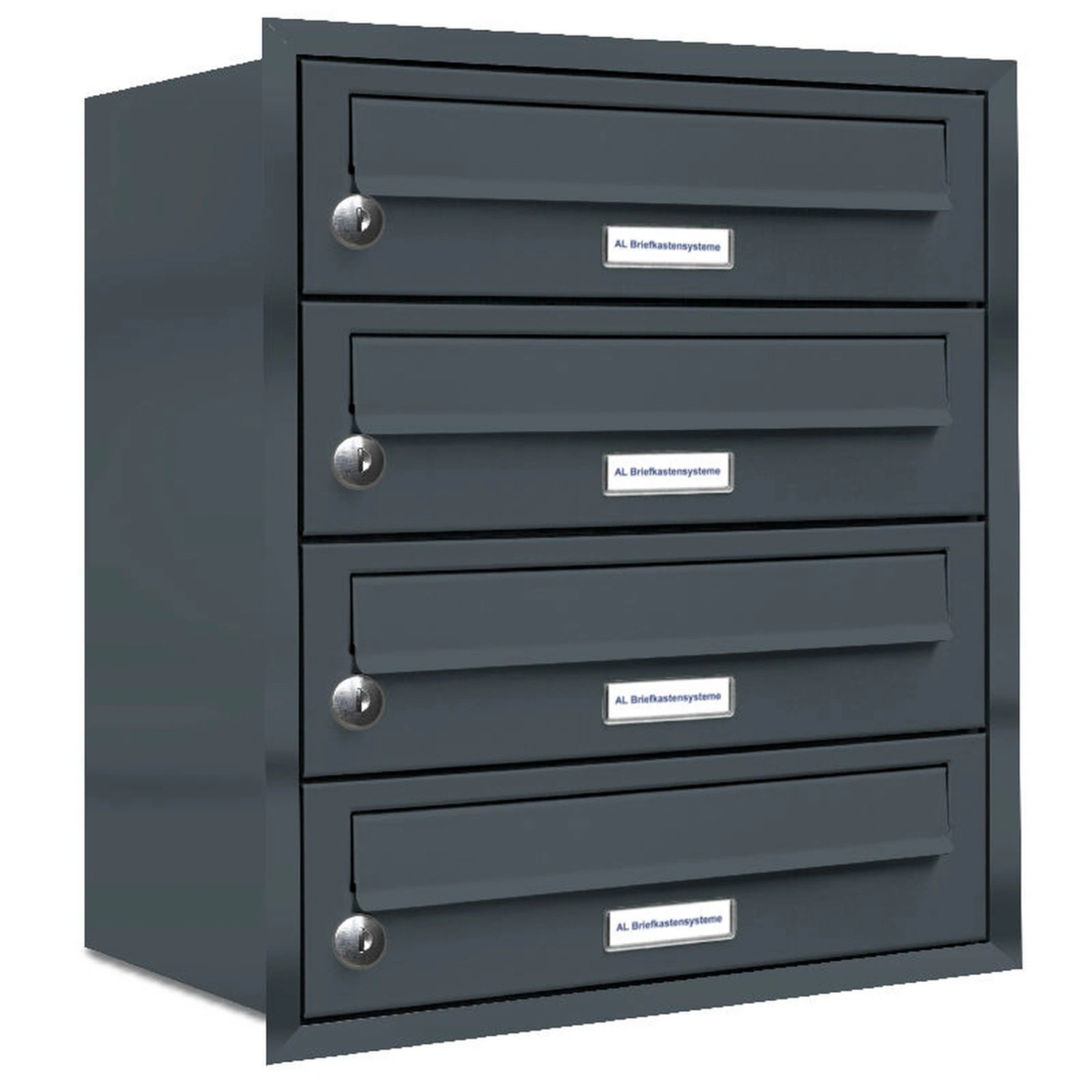 Briefkasten, Parteien: 4, Unterputzmontage, BxHxT: 153,374 x 50,0 x 27,5 cm