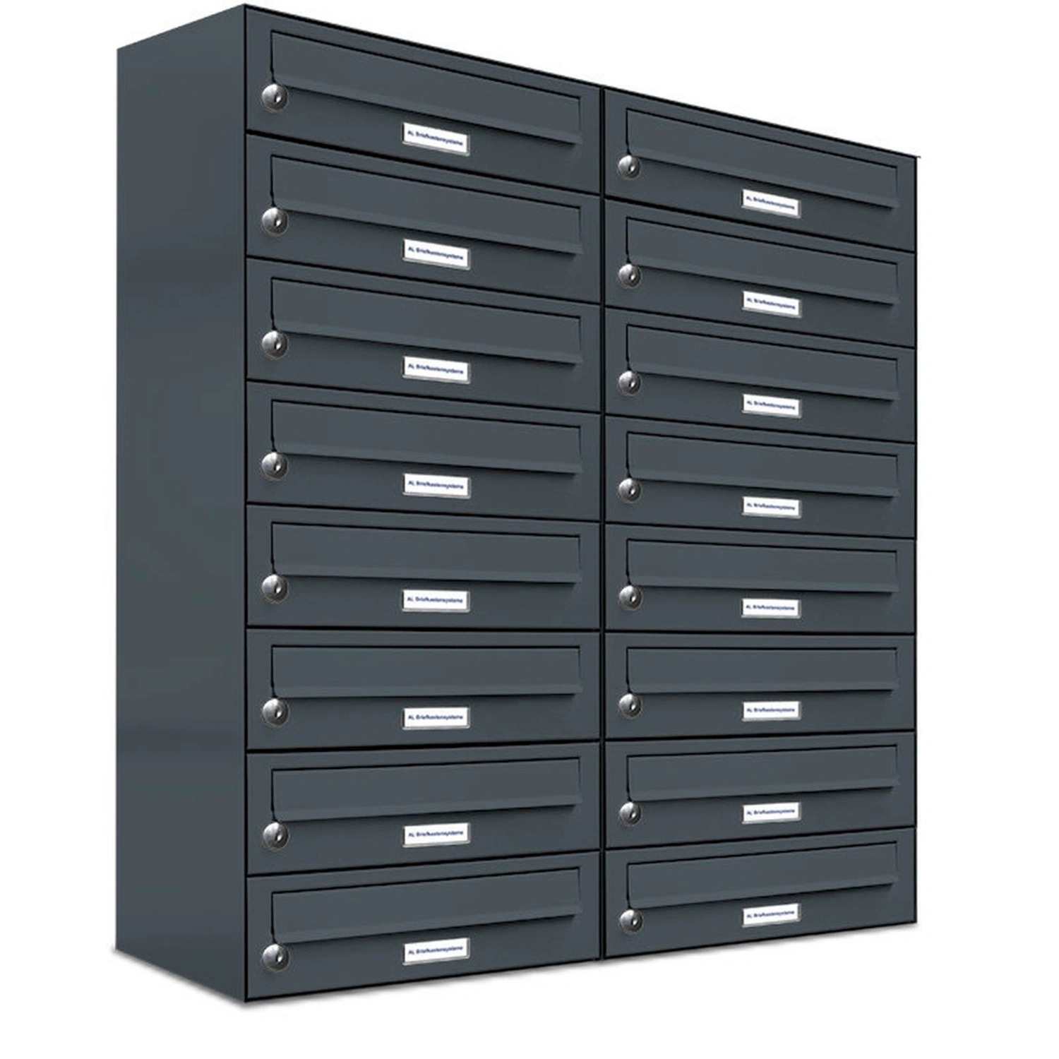 Briefkasten, Parteien: 16, Aufputzmontage, BxHxT: 153,182 x 92,0 x 27,5 cm