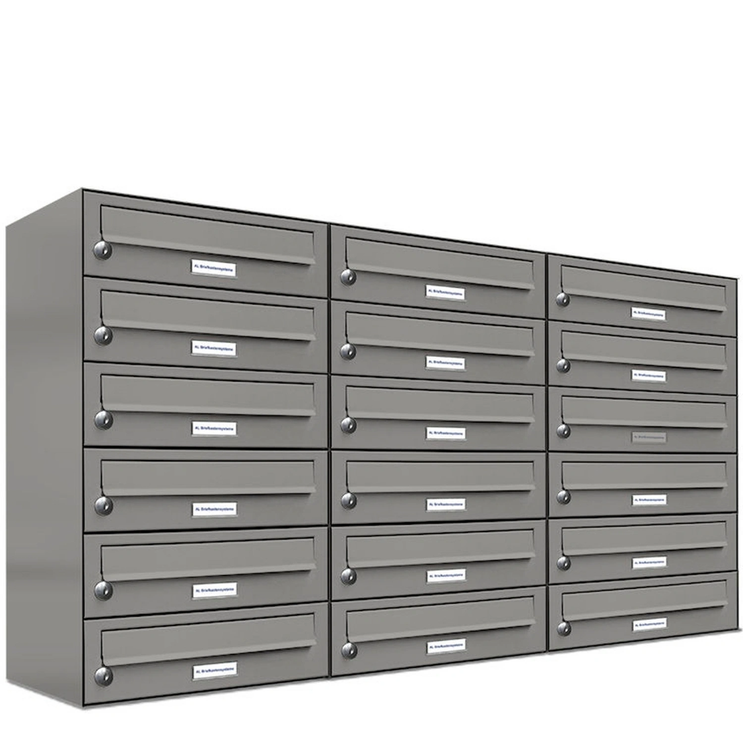 Briefkasten, Parteien: 18, Aufputzmontage, BxHxT: 153,262 x 69,0 x 27,5 cm