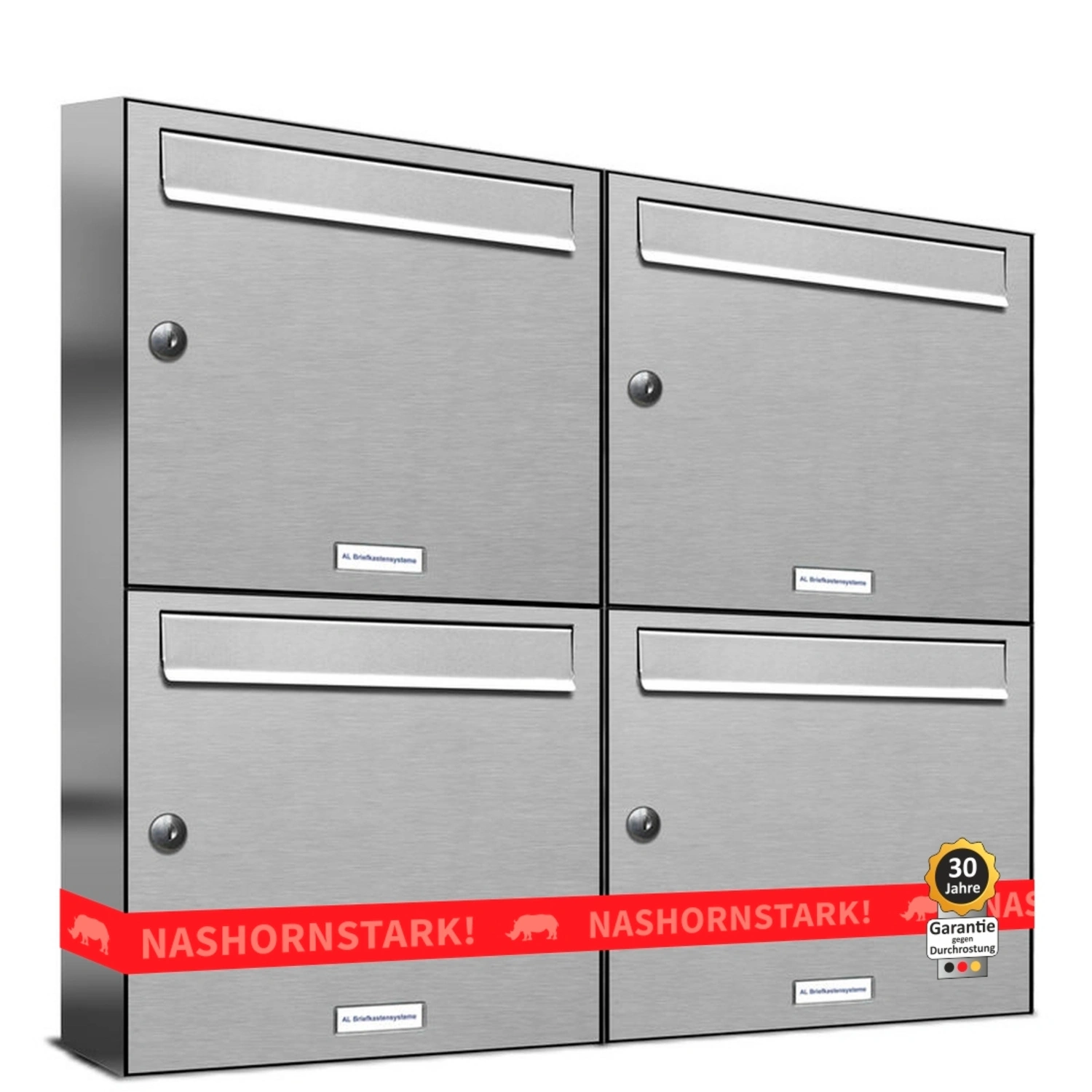 Briefkasten, Parteien: 4, Aufputzmontage, BxHxT: 153,313 x 68,4 x 11,6 cm