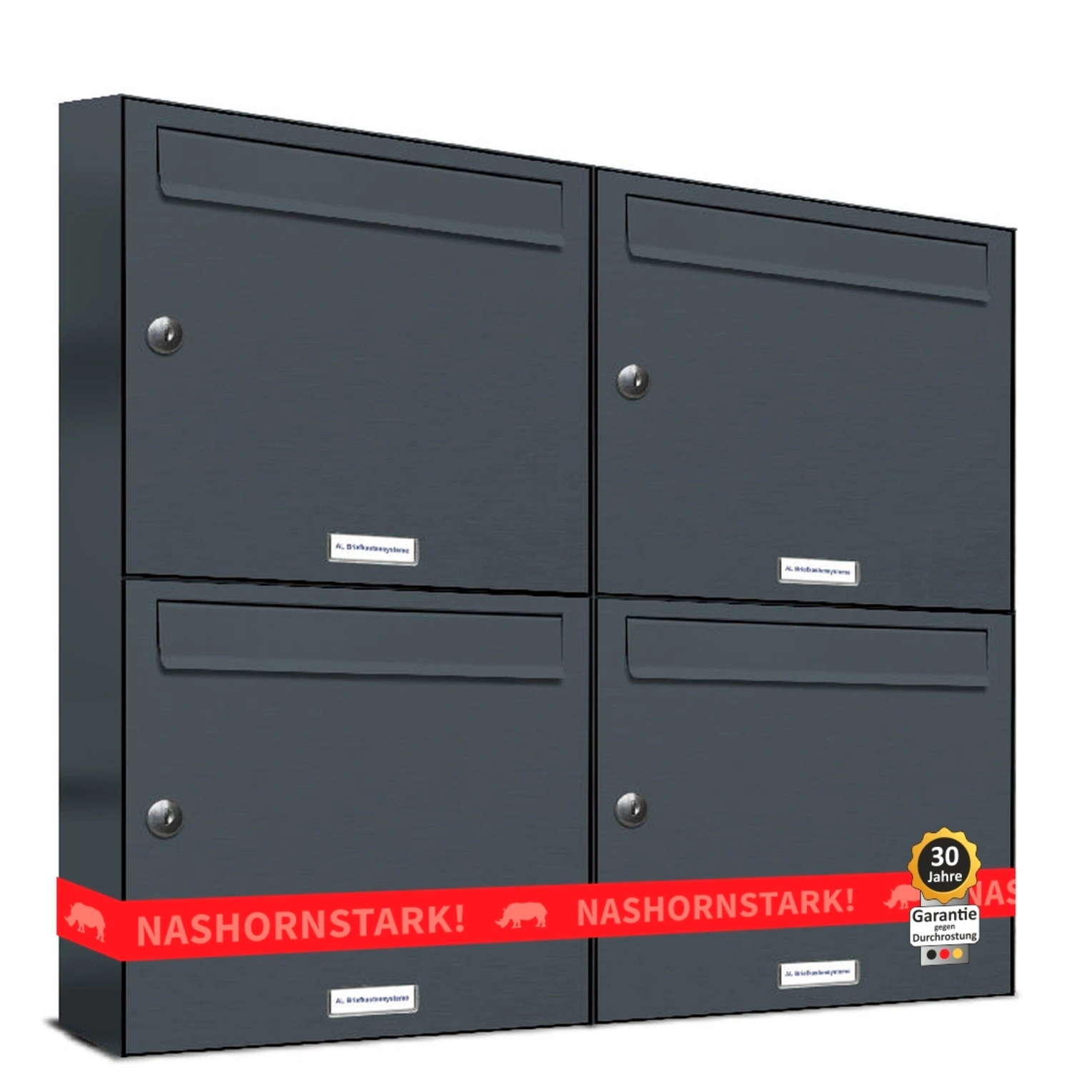 Briefkasten, Parteien: 4, Aufputzmontage, BxHxT: 76,6 x 68,4 x 11,6 cm