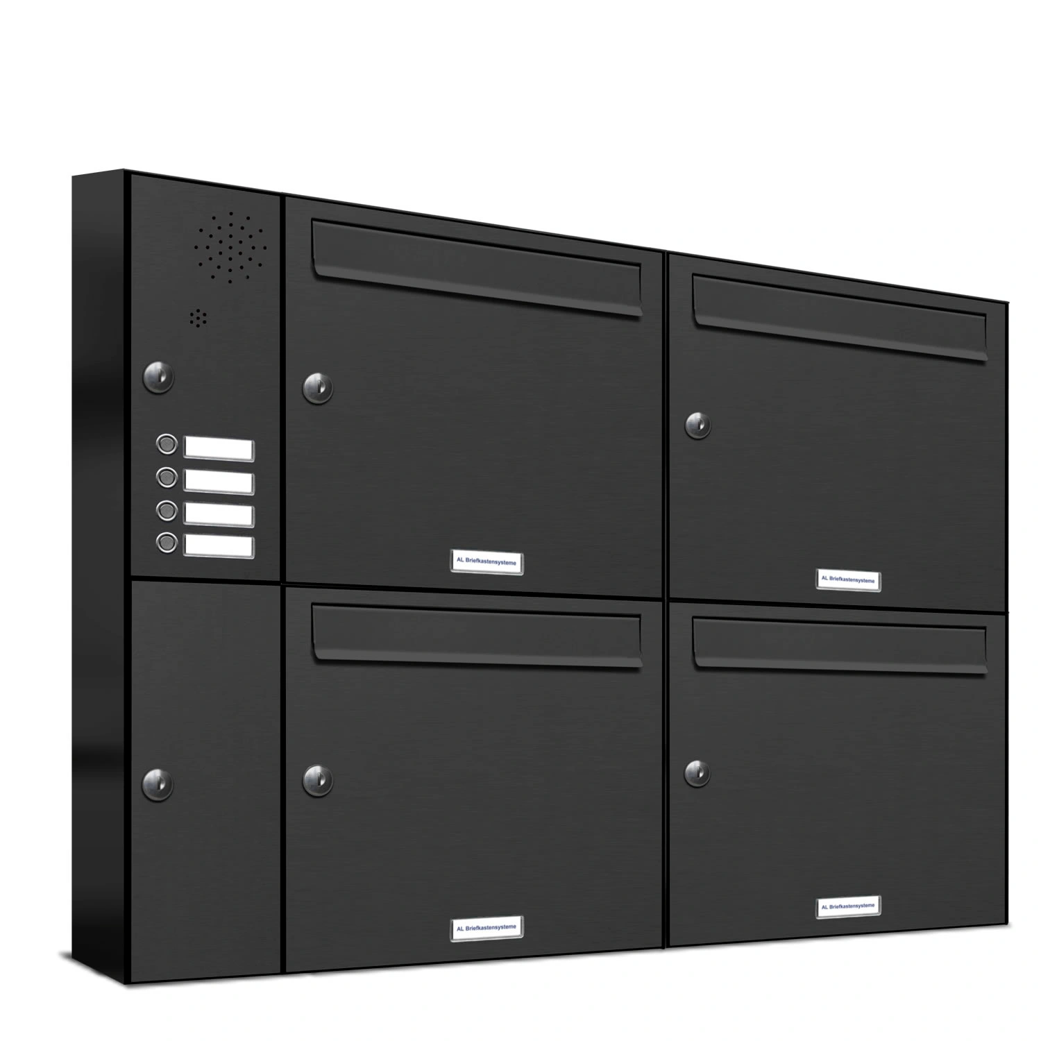 Briefkasten, Parteien: 4, Aufputzmontage, BxHxT: 91,4 x 68,4 x 11,6 cm