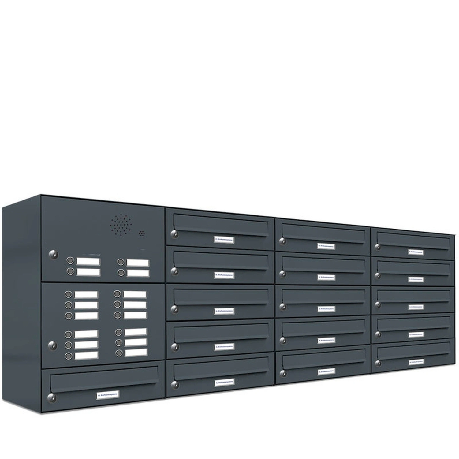 Briefkasten, Parteien: 16, Aufputzmontage, BxHxT: 153,2 x 57,5 x 27,5 cm