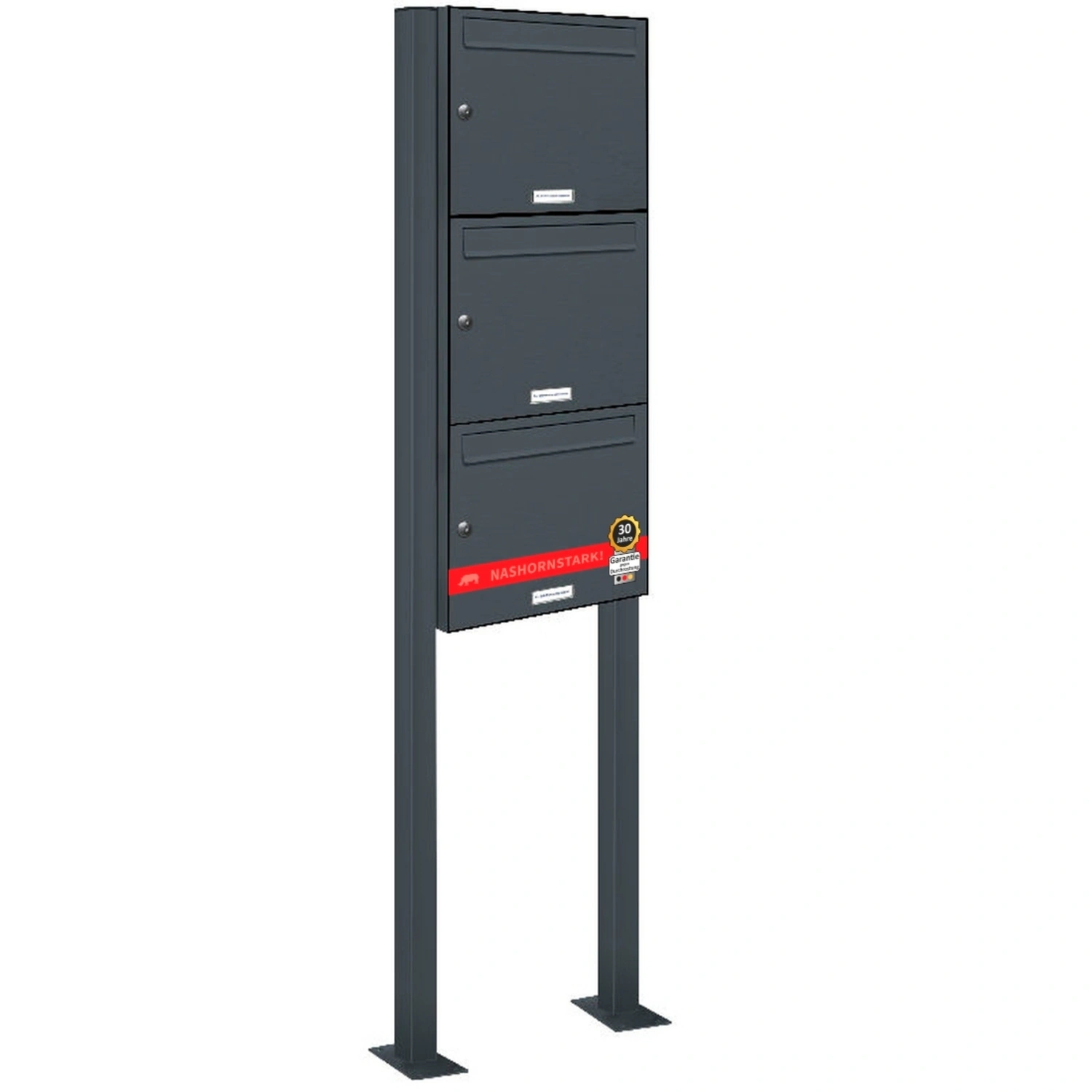 Briefkasten, Parteien: 3, Freistehend, BxHxT: 46,5 x 170 x 11,6 cm