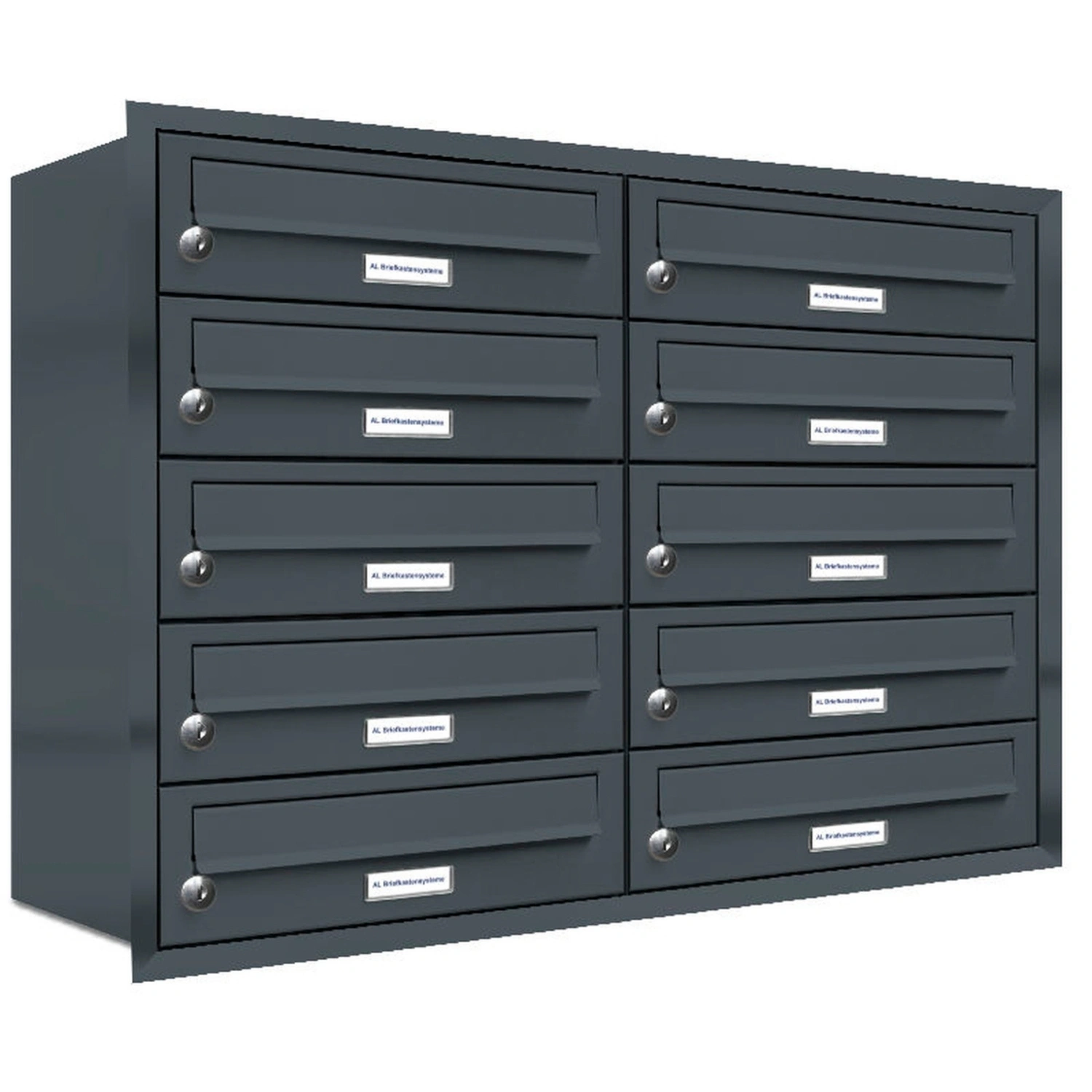 Briefkasten, Parteien: 10, Unterputzmontage, BxHxT: 153,528 x 61,5 x 27,5 cm