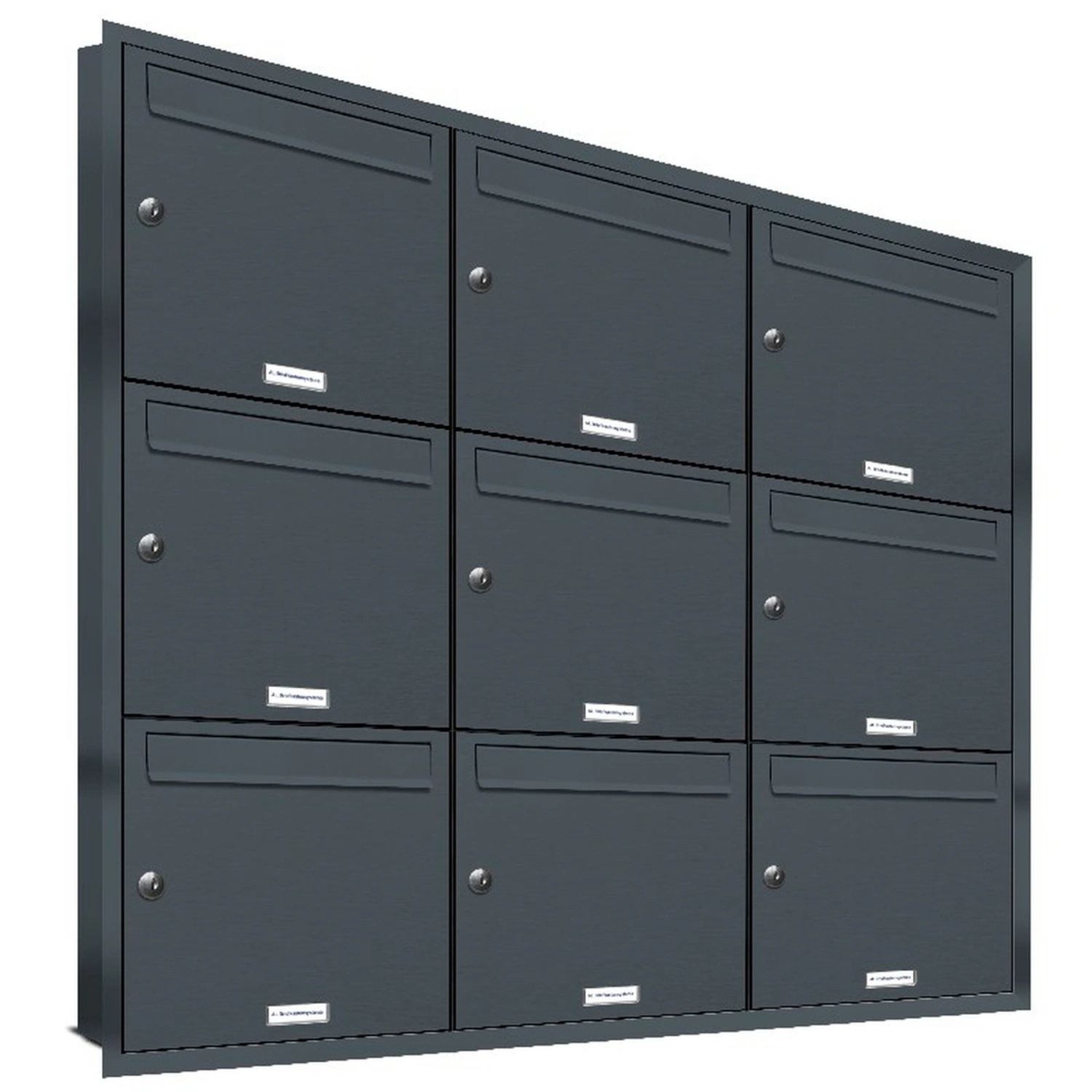 Briefkasten, Parteien: 9, Unterputzmontage, BxHxT: 153,178 x 106,6 x 11,6 cm