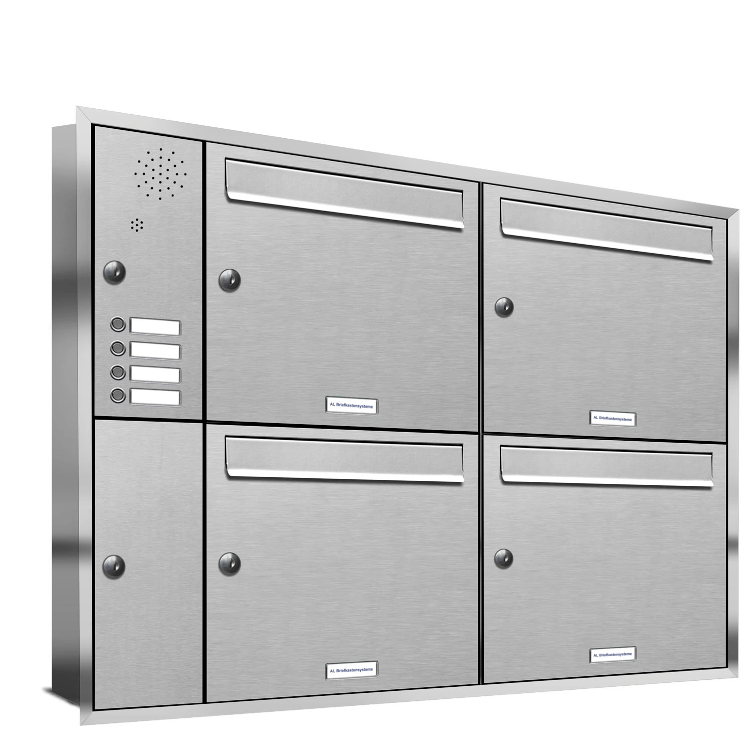 Briefkasten, Parteien: 4, Unterputzmontage, BxHxT: 153,319 x 72,4 x 11,6 cm