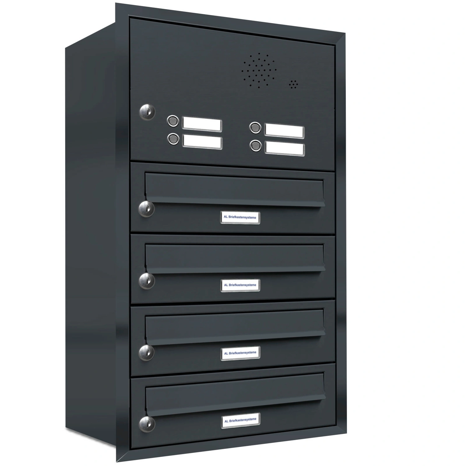 Briefkasten, Parteien: 4, Unterputzmontage, BxHxT: 153,270 x 73,0 x 27,5 cm