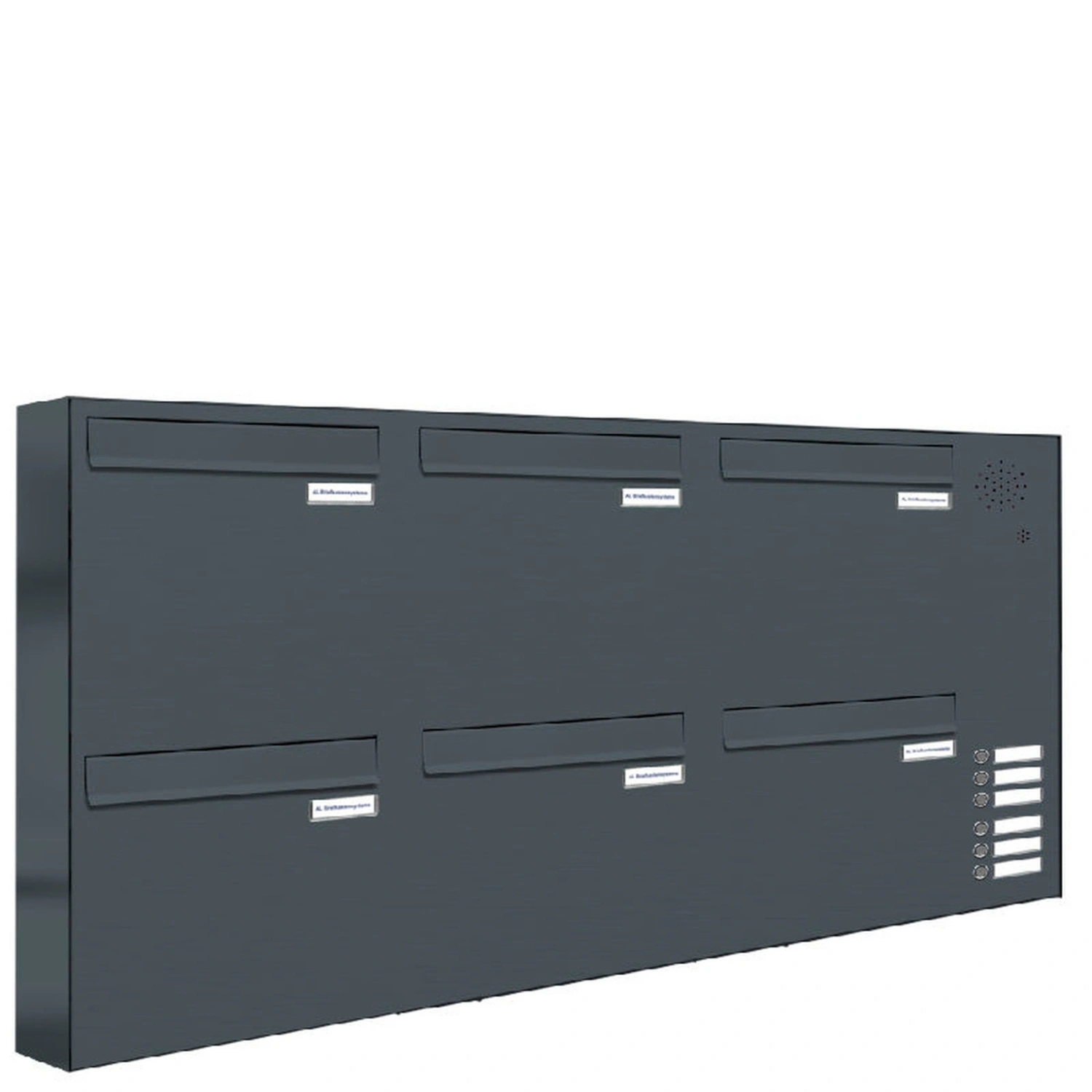 Briefkasten, Parteien: 6, Zaundurchwurf, BxHxT: 130,0 x 68,4 x 11,6 cm