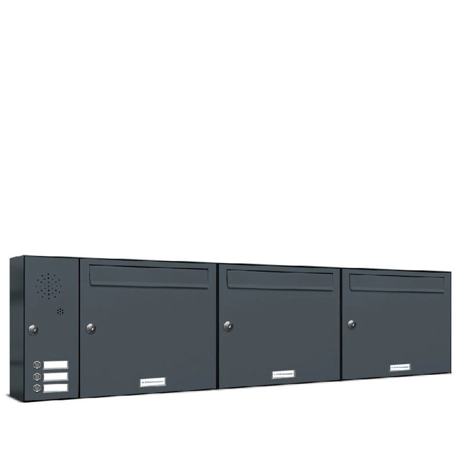 Briefkasten, Parteien: 3, Aufputzmontage, BxHxT: 129,7 x 34,5 x 11,6 cm