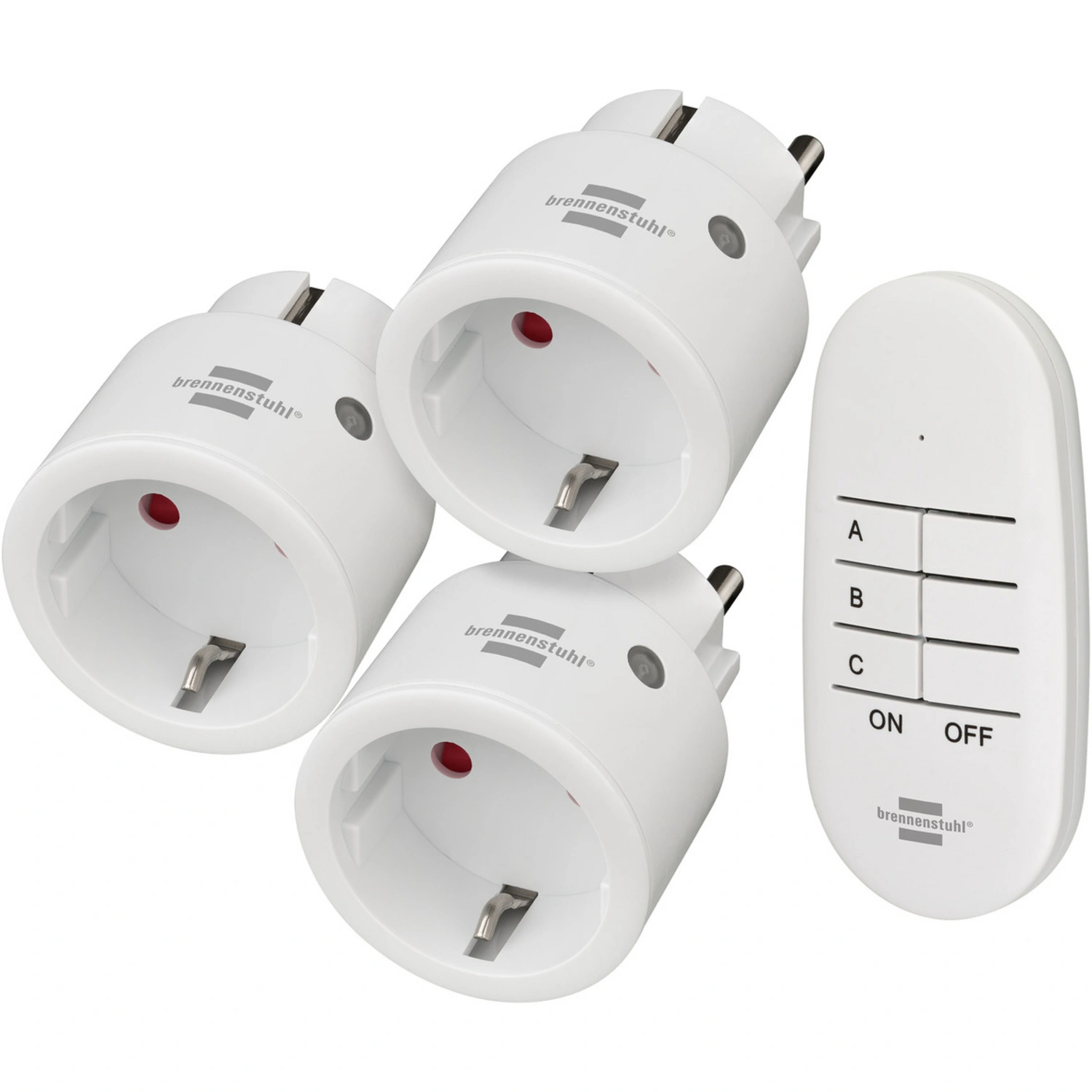 Funkschalter, Funkschaltset MINI 4-teilig 3xEmpfänger 1xSender weiss