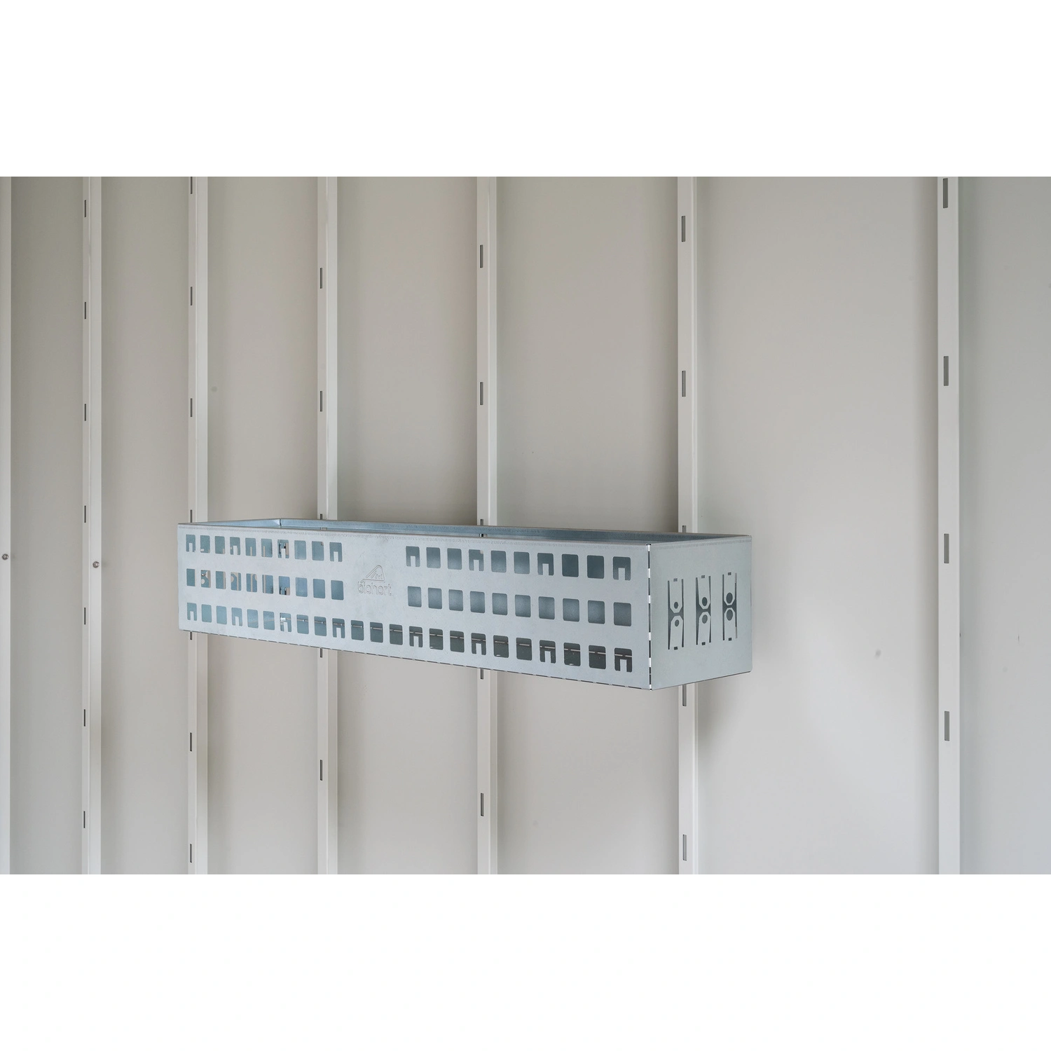 Aufbewahrungskorb, BxHxT: 72 x 11 x 16 cm, für Gerätehäuser und Geräteschrank, 2 Stück, grau