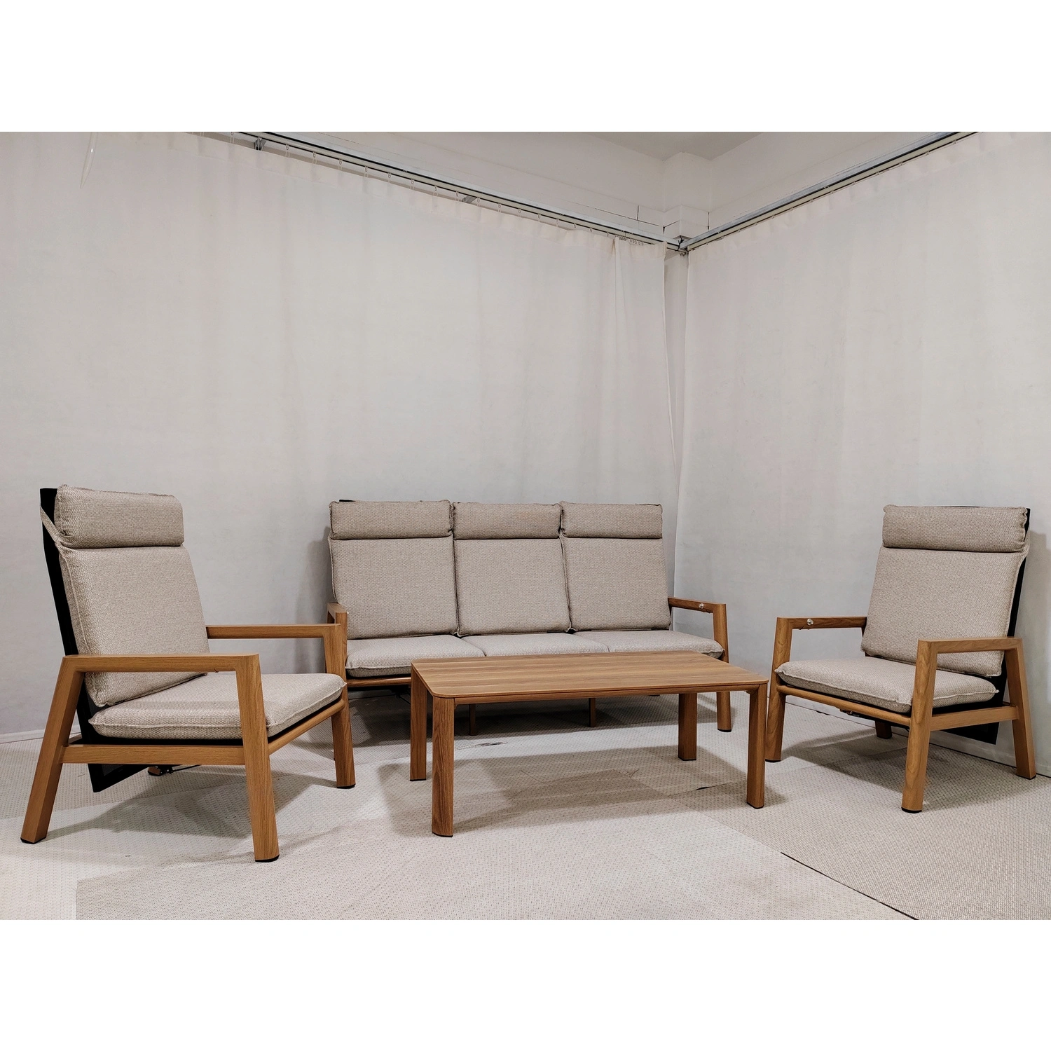 Loungeset, »Linz«, Alu-Gestell, holzoptik, naturfarben