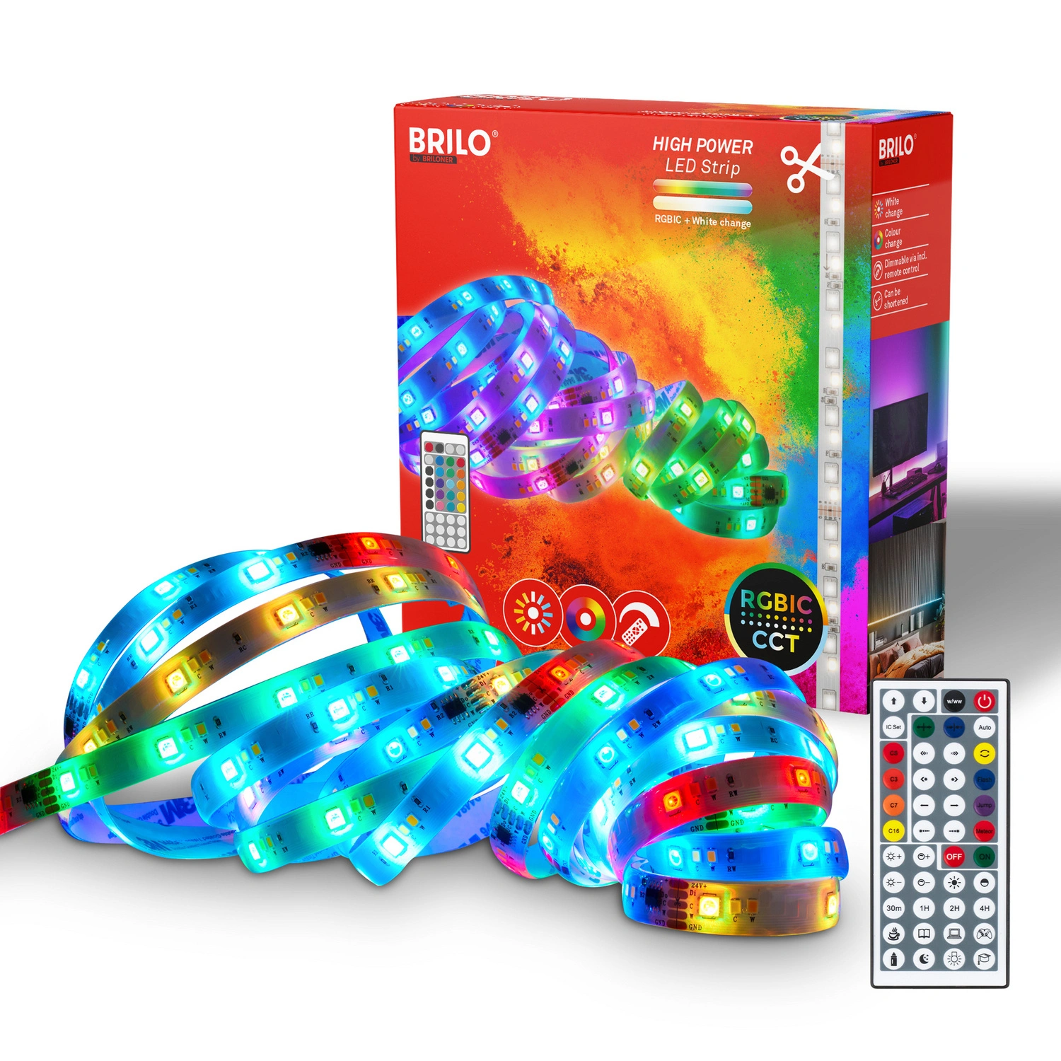 LED-Streifen, RGBIC, CCT, 5 m, inkl. Fernbedienung