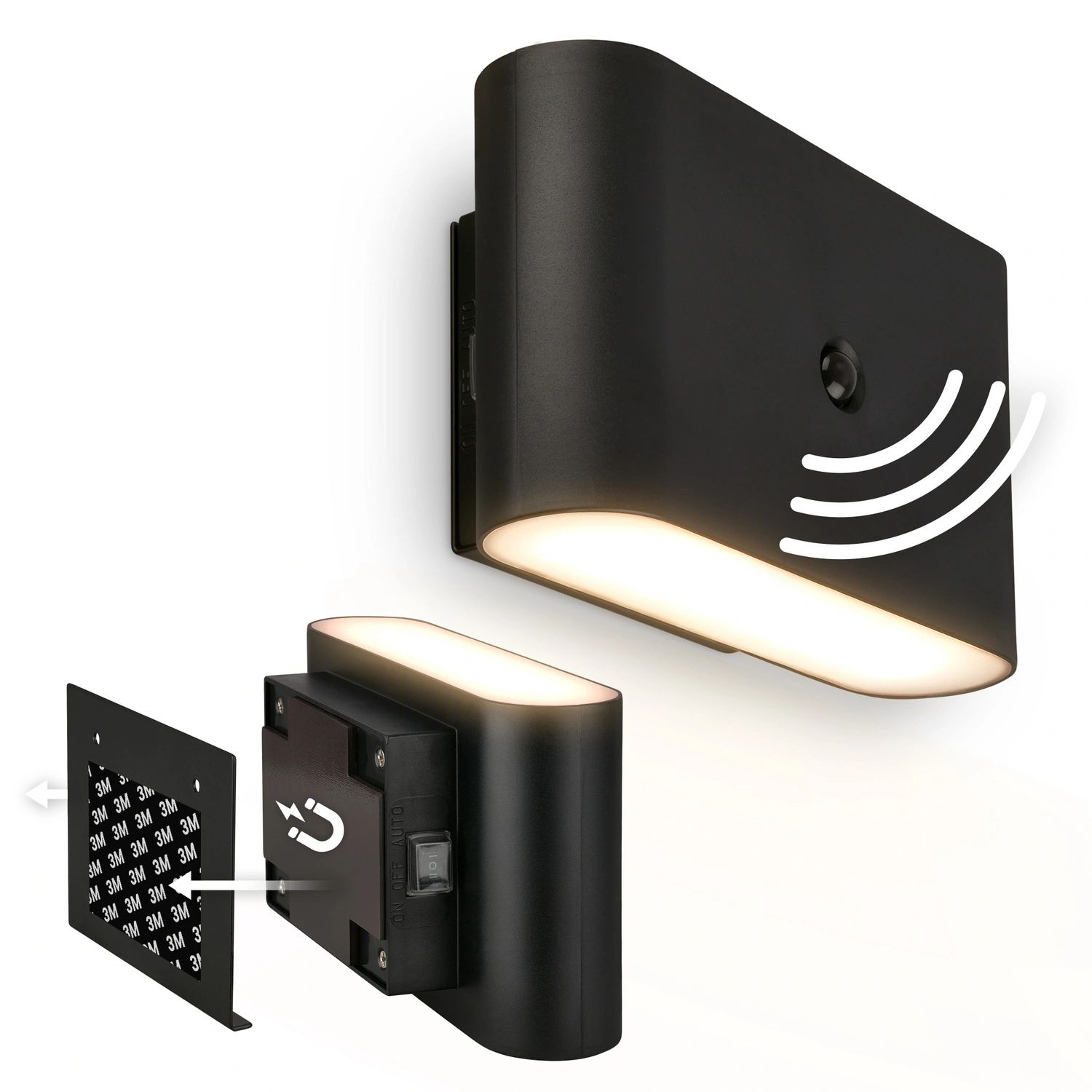 Leuchte, LED Akku Wandleuchte, 3 W, matt-schwarz