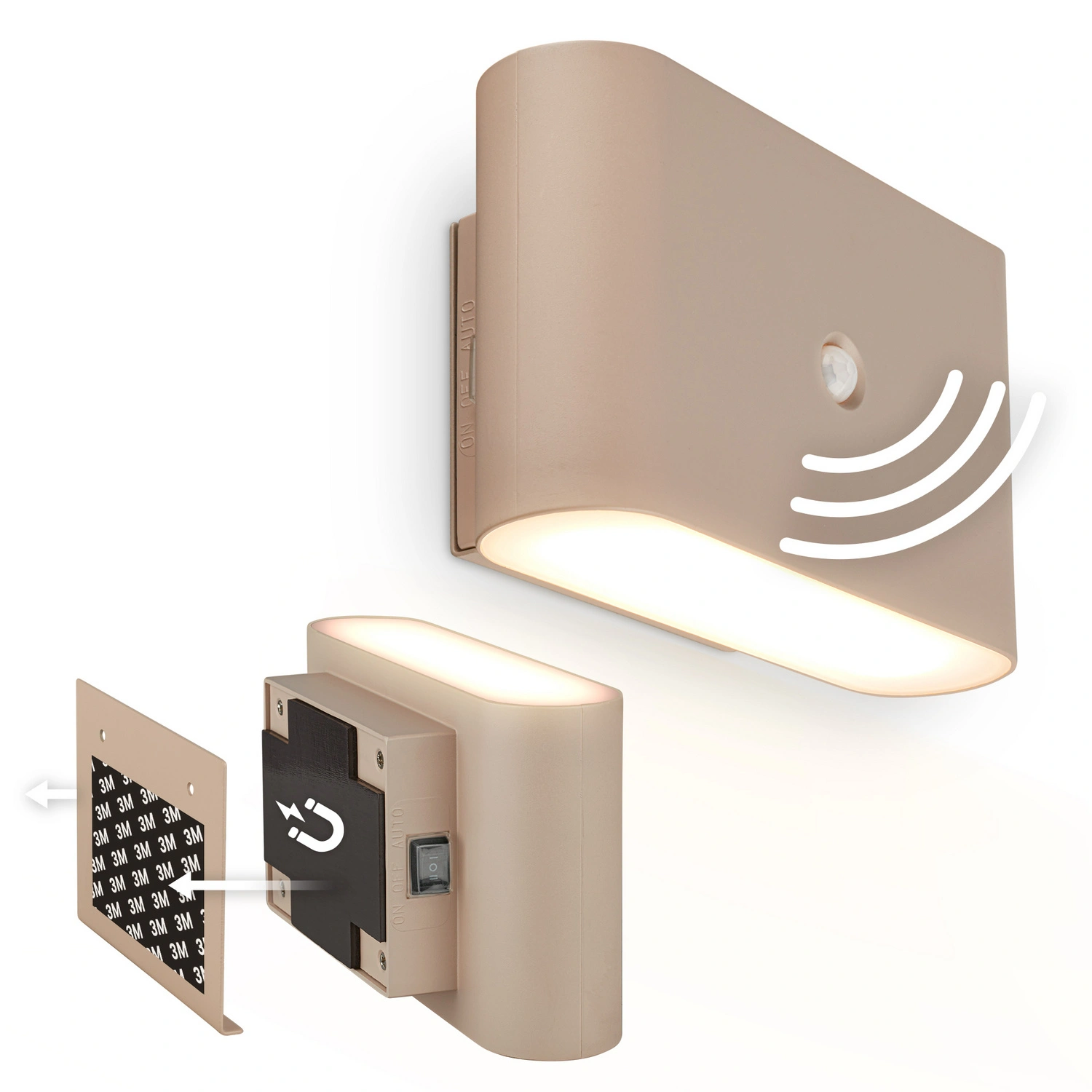 Leuchte, LED Akku Wandleuchte, 3 W, beige