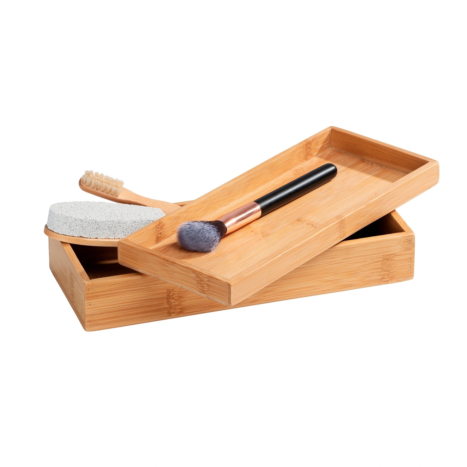 Bambus Box Terra mit Deckel, B x H x T: 24 x 6,8 x 10 cm, schmale Ablage