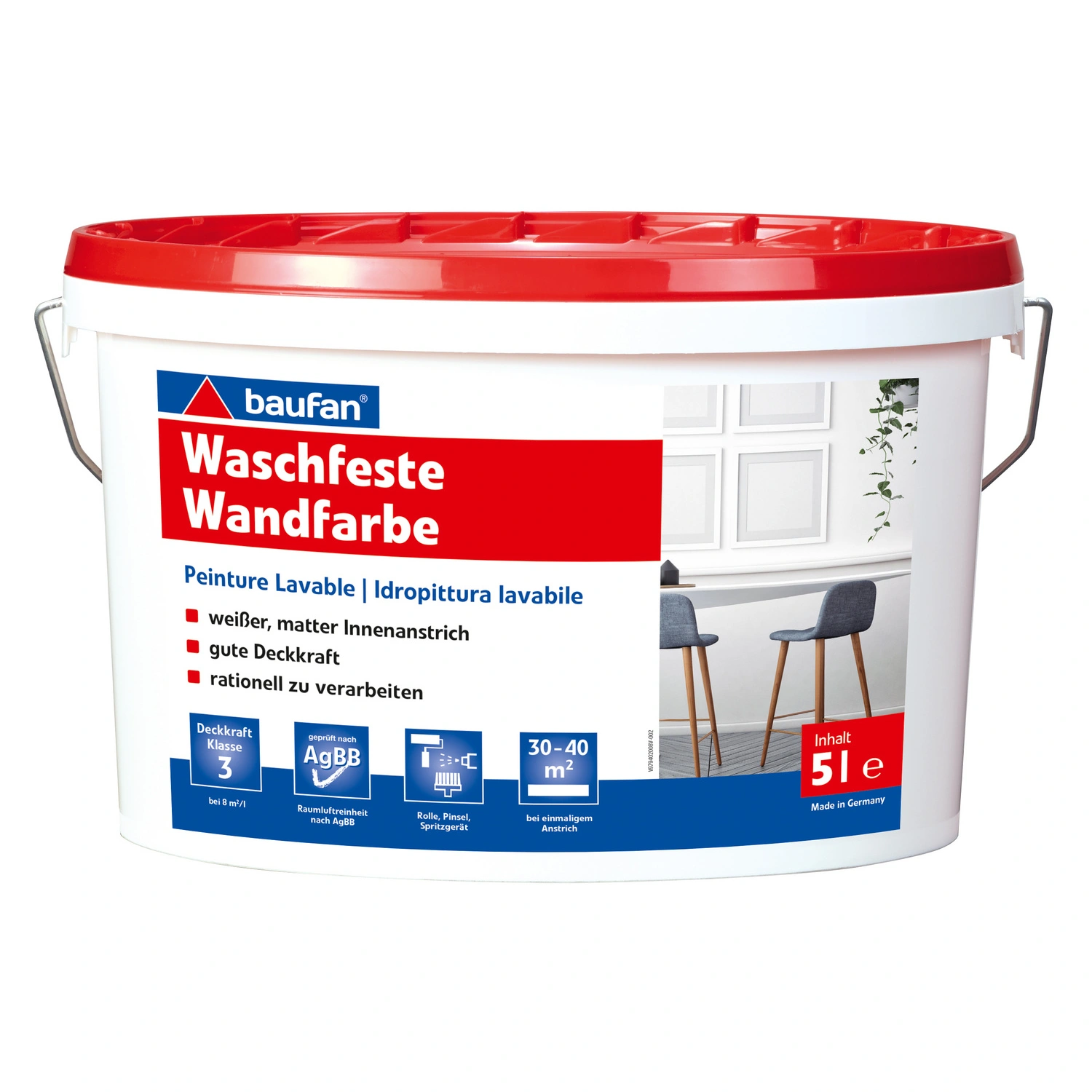Wandfarbe »baufan«, waschfest 5 Liter, weiß