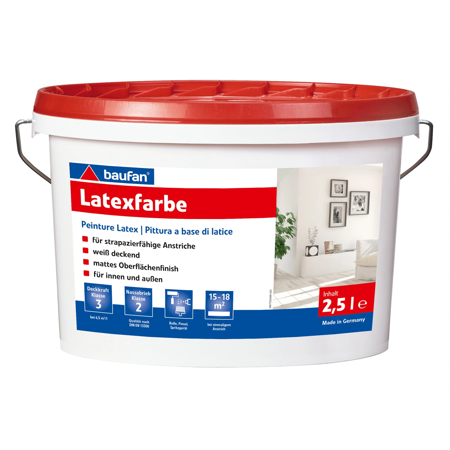 Latexfarbe »baufan«, 2,5 Liter, weiß