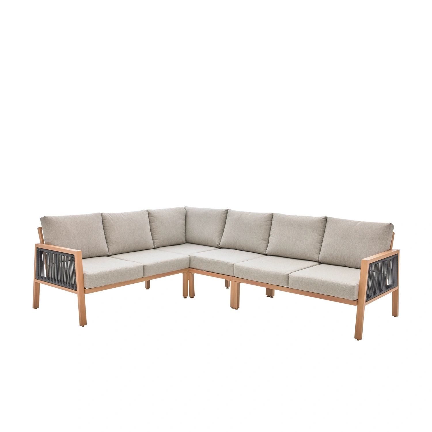 Eckloungeset »Solivio«, 5-teilig, Ropebespannung, Holzoptik/Aluminium