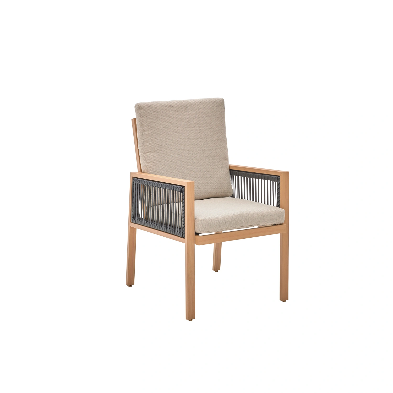 Loungesessel »Solivio«, inkl. Auflagen, Ropebespannung, Aluminium, holzoptik