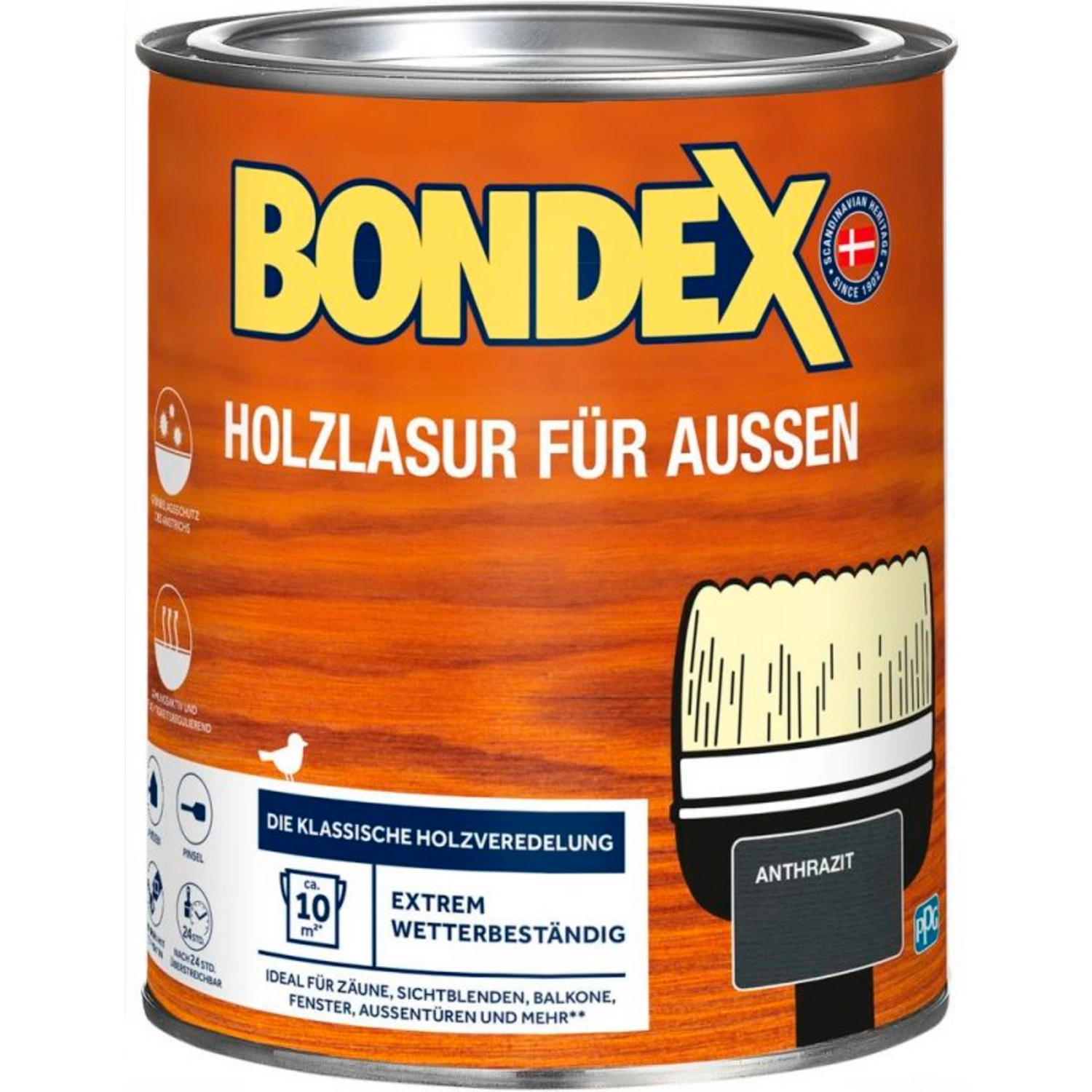 Holzlasur, für Außen Anthrazit, 0,75 Liter