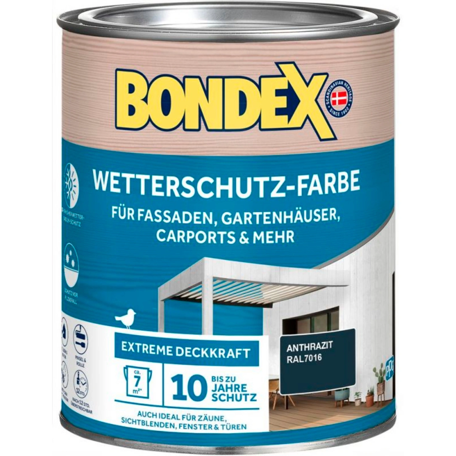 Wetterschutzfarbe, anthrazit, 0,75 Liter