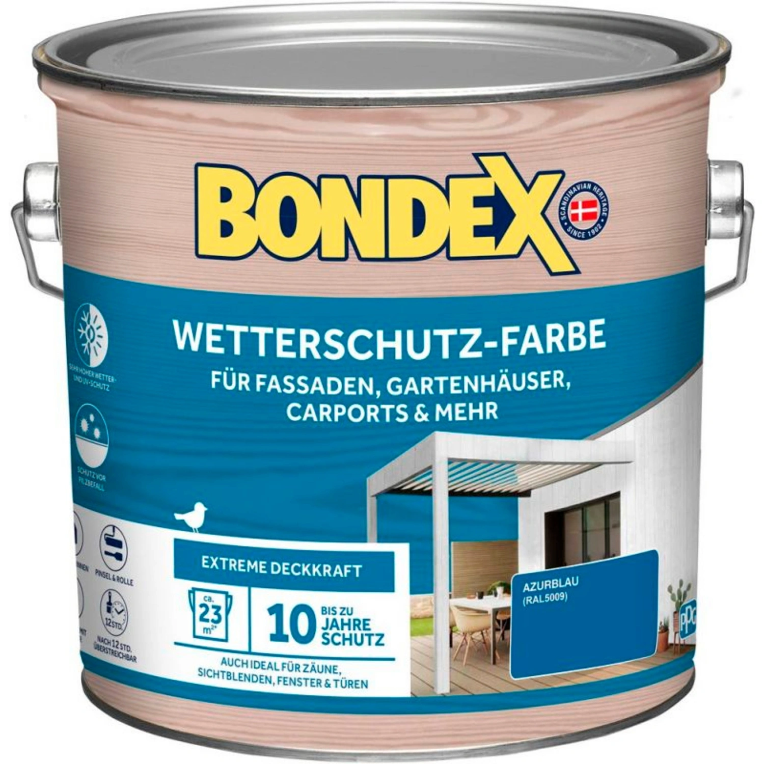 Wetterschutzfarbe, azurblau, 2,5 Liter